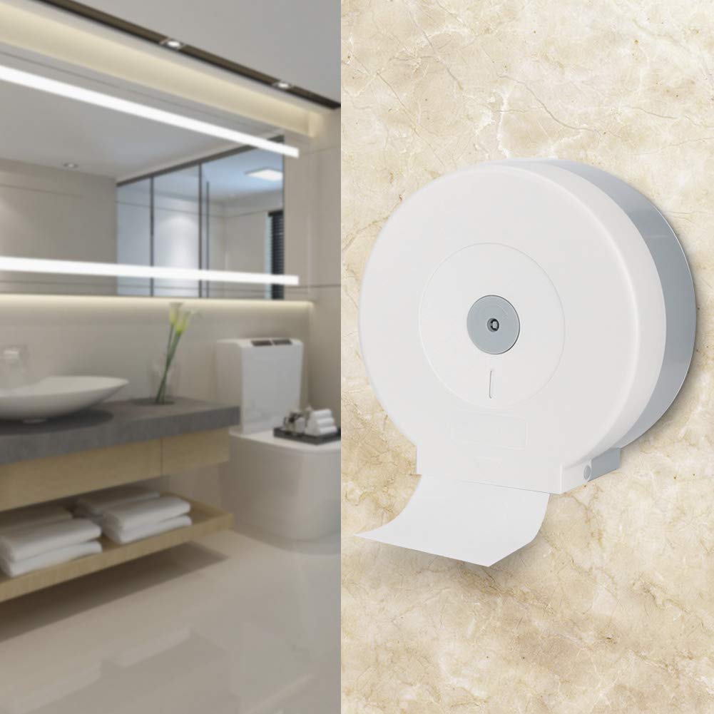 Round Wall-Mounted Roll Paper Holder - Waterproof Plastic Bathroom Tissue Dispenser for Toilet, Hotel & Restaurant - Perfect for Public Restrooms, Home Bathrooms & Commercial Spaces