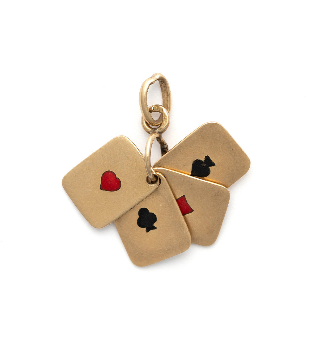 14K Gold Aces Card Hand Good Luck Charm Pendant Necklace - Perfect for Poker Players, Gamblers & Casino Lovers - Ideal Gift for Birthday, Anniversary & Special Occasions