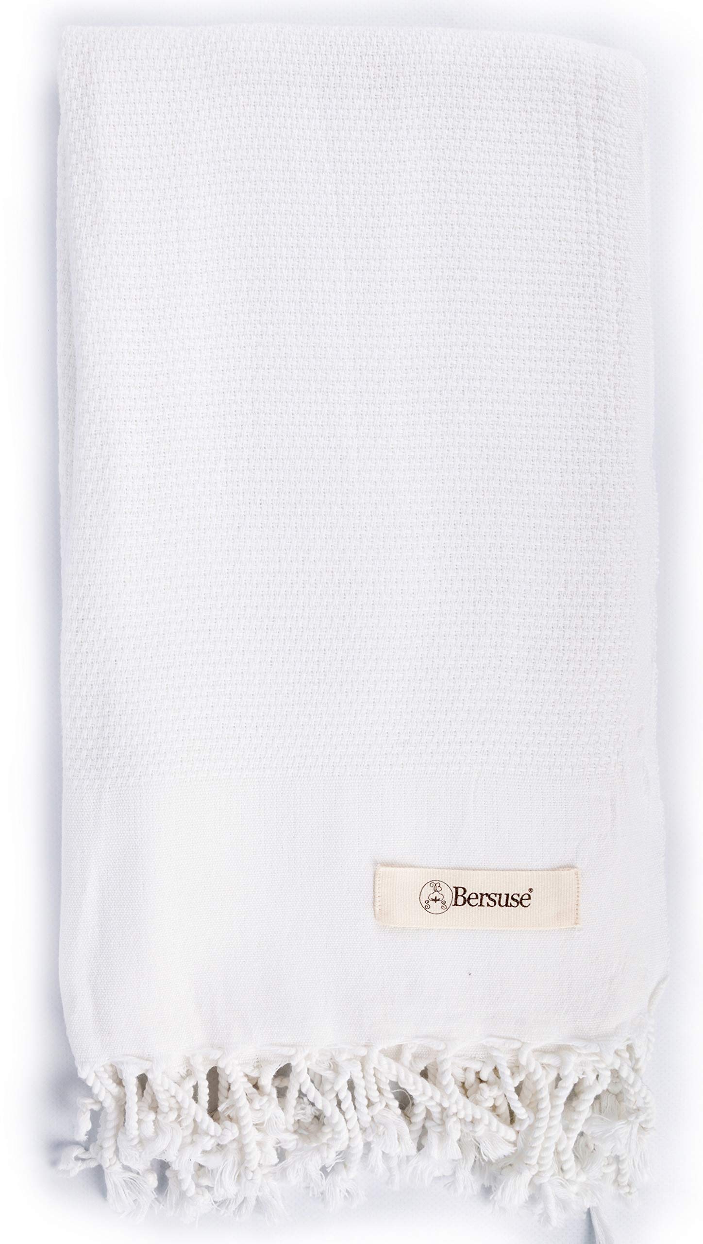 Bersuse 100% Cotton Premium Turkish Towel - Soft, Absorbent, Quick-Dry Peshtemal for Bath, Beach, Spa & Travel - 37x70 Inches, White (Set of 6) | Luxury Towels for Pool, Yoga, Gym & Vacation