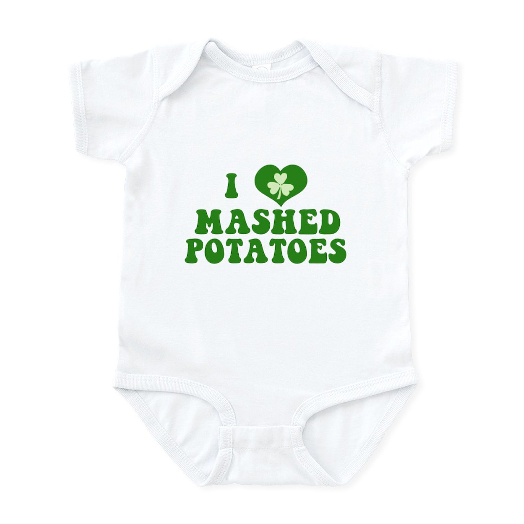 CafePress 'I Love Mashed Potatoes' Baby Bodysuit - Soft Cotton Infant Romper for Boys & Girls - Perfect for Family Photos, Holidays & Playtime