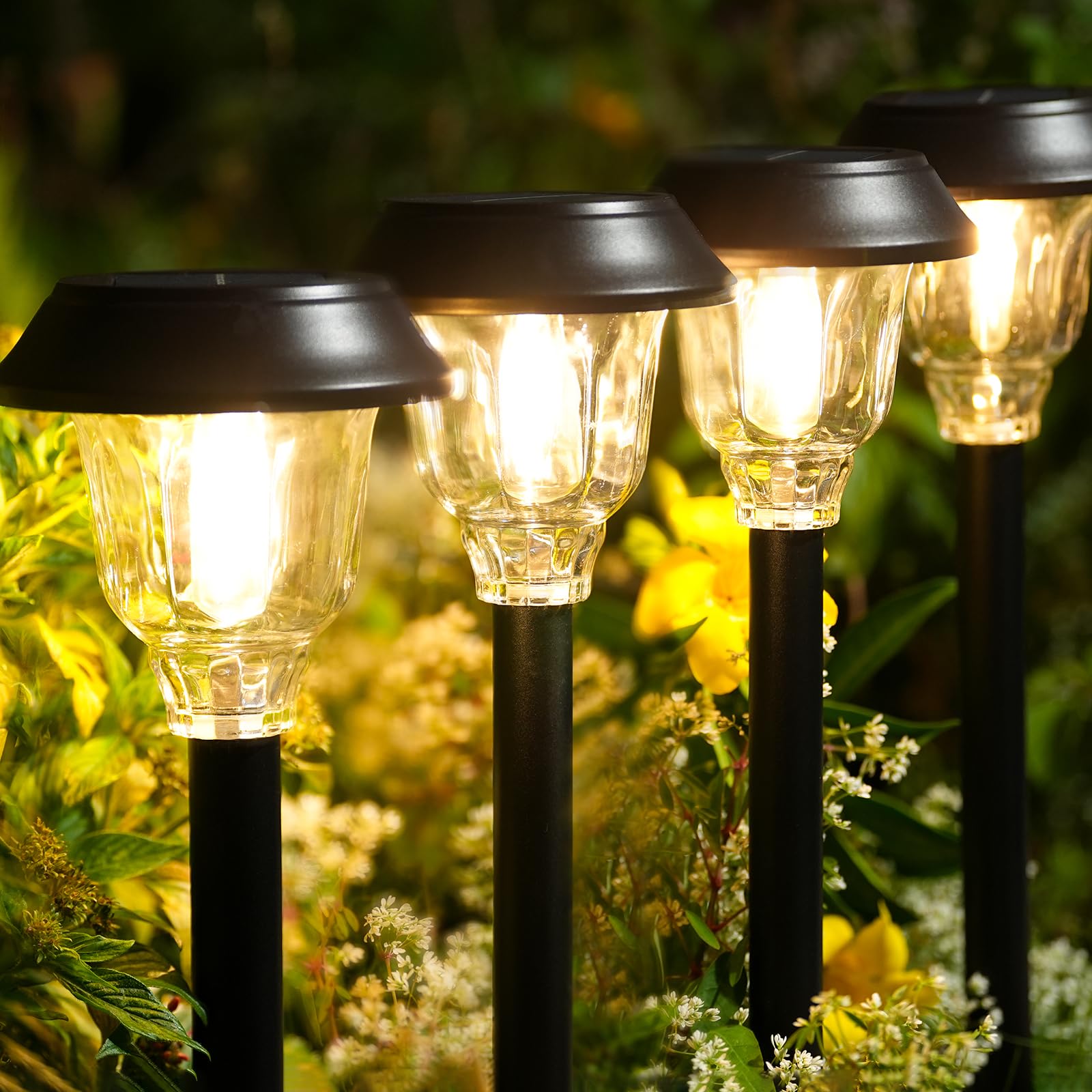 6 Pack Solar Pathway Lights Outdoor Waterproof - Bright LED Solar Garden Lights for Yard, Walkway, Driveway | Durable Metal & Glass Design for Patio, Lawn, Landscape Lighting