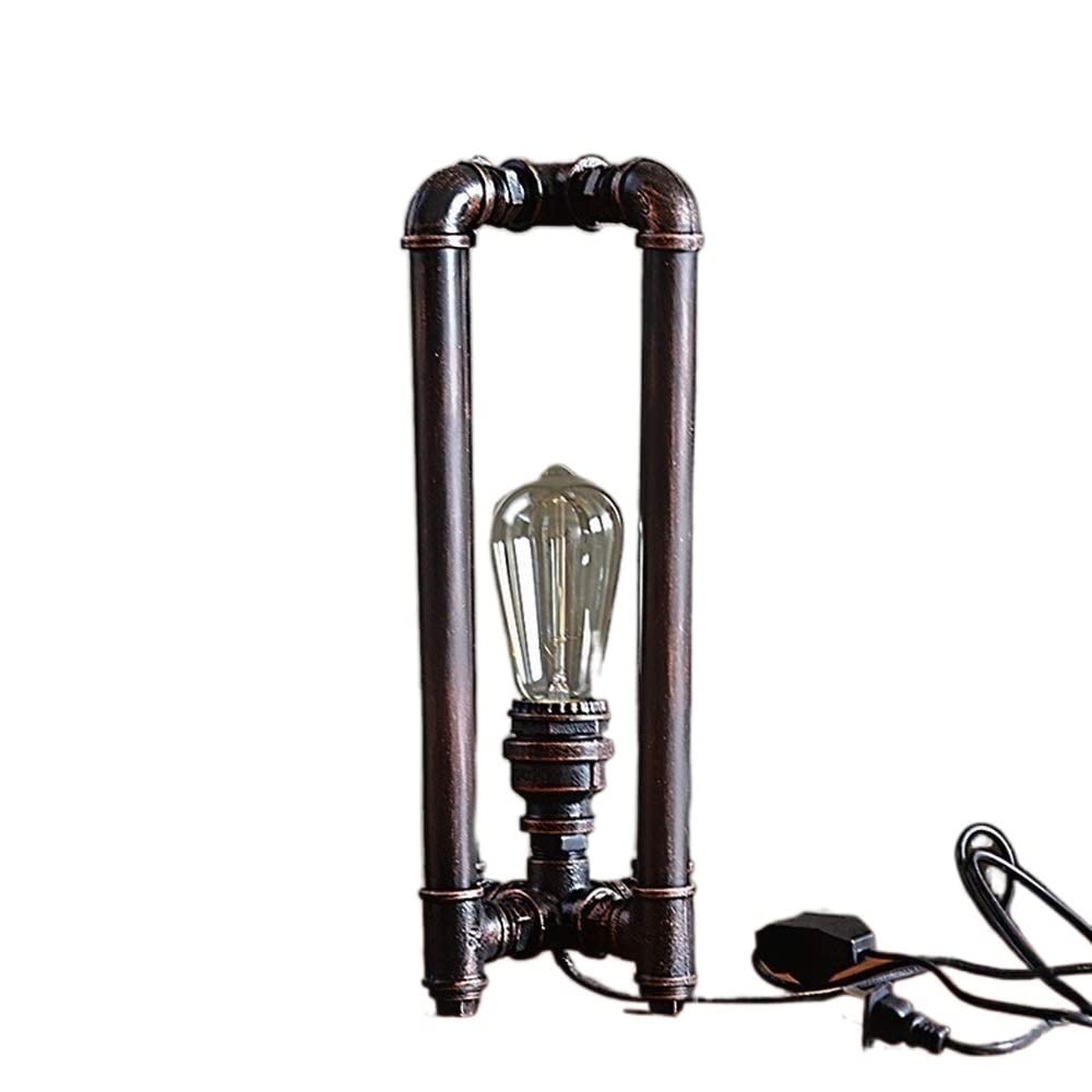 Vintage Industrial Metal Desk Lamp - Steampunk Wrought Iron Edison Table Light with E27 Socket for Bedroom, Office, Cafe & Study | Antique Night Light for Bedside, Bar & Home Decor