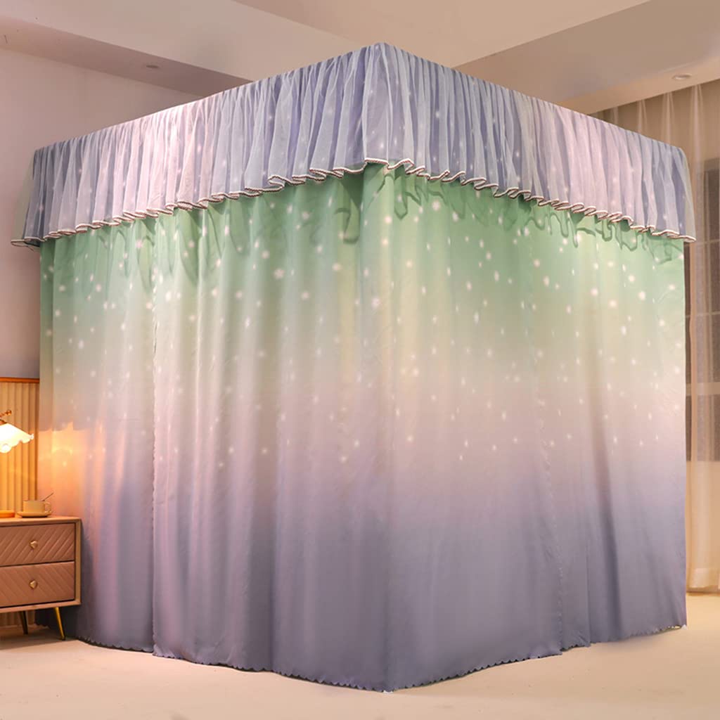 Princess 4 Corner Post Bed Canopy - Solid Color Girls Bed Curtain for Twin/Full/Queen/King Size Beds - Elegant Bedroom Decor for Kids Rooms & Adult Bedrooms - Stitching Color Stars-A (California King) - Perfect for Fairy Tale Themed Bedrooms & Romantic Decor