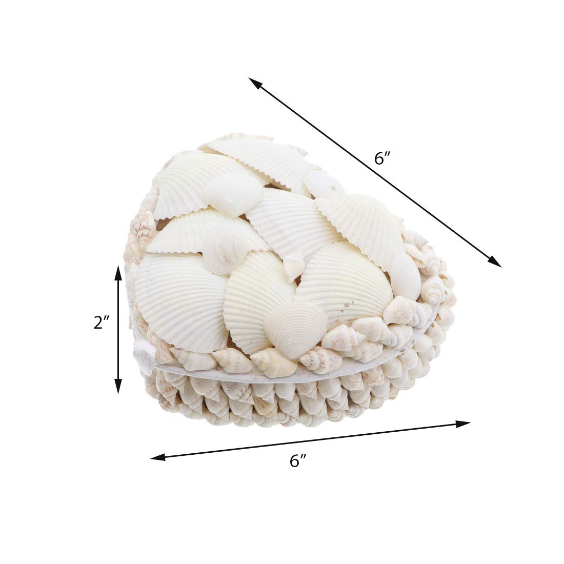 Li'Shay 6 Inch White Heart Shaped Jewelry Box with Shell Coating - Perfect for Valentine's Gifts, Wedding Favors & Jewelry Storage