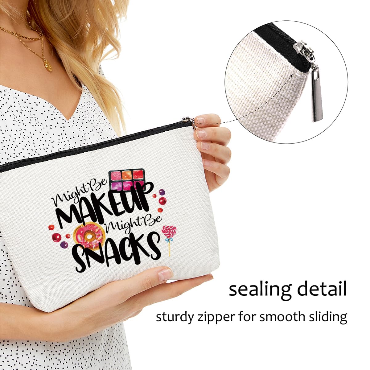 Stylish Makeup Bag for Women & Teen Girls - Cute Cosmetic Travel Organizer, Toiletry Case - Perfect Christmas & Birthday Gift for Sister, Friend - Great for Travel, Daily Use & Storage (Holds Makeup or Snacks)