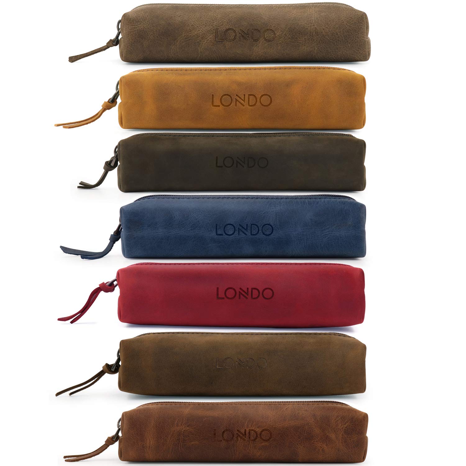 Genuine Leather Pencil Case with Zipper - for School & Office Use