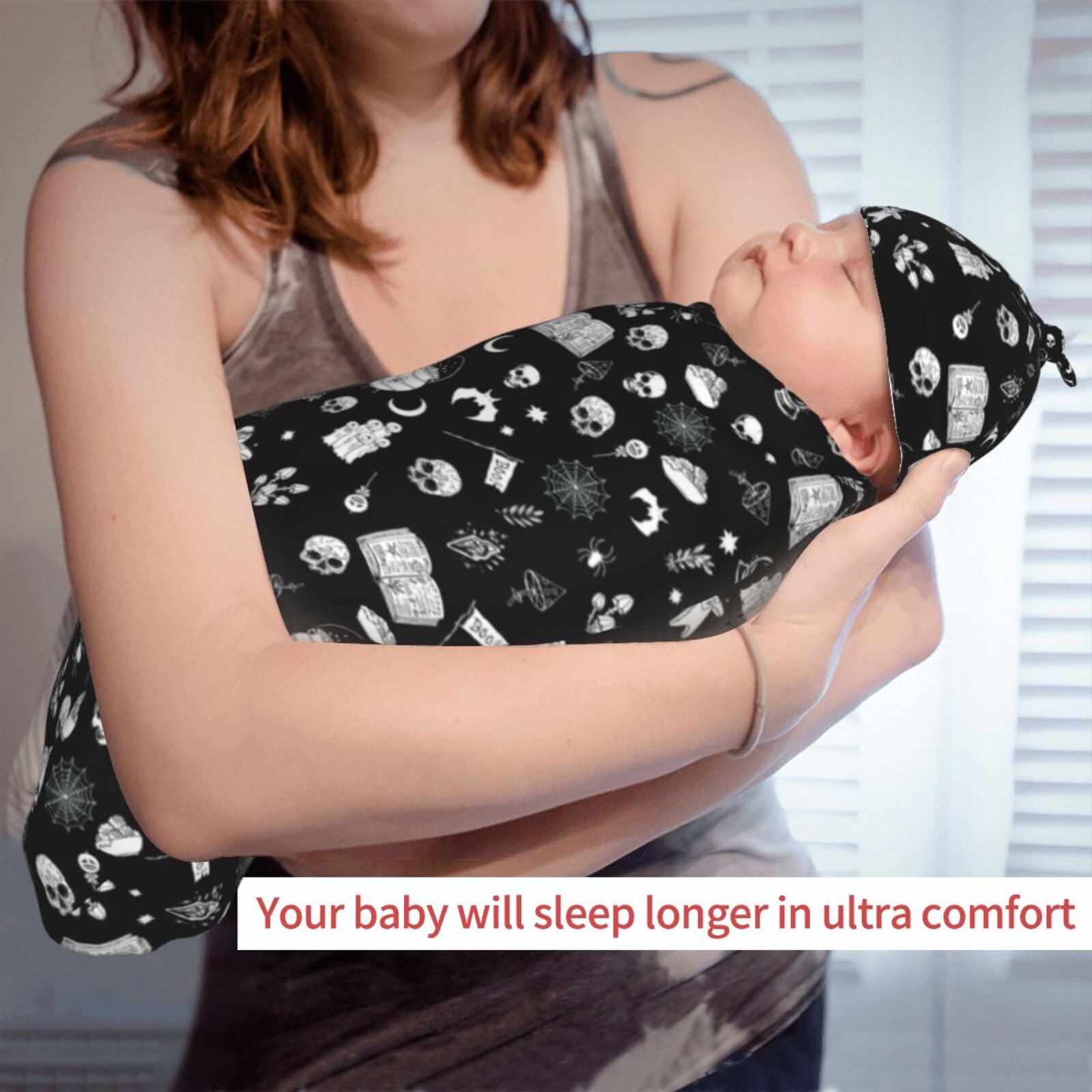 Gothic Baby Swaddle Blanket - Soft Newborn Sleeping Sack for Cozy Sleep | Perfect for Goth Nursery, Halloween, and Dark-Themed Baby Showers