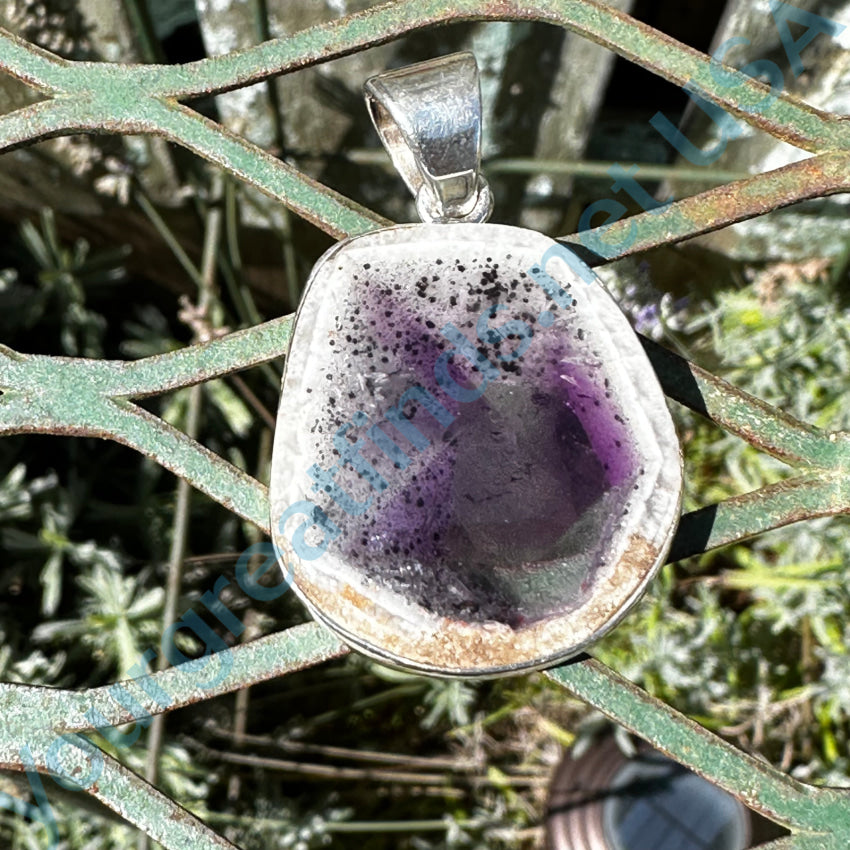 925 Sterling Silver Large Fluorite Pendant Necklace - Natural Purple Gemstone Jewelry for Women, Perfect for Everyday Wear & Special Occasions