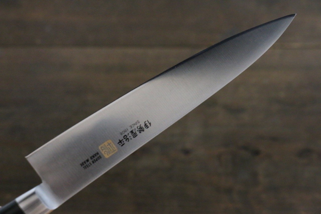 Premium Iseya Molybdenum Petty Utility Knife 150mm (6 Inch) - Black Pakkawood Handle - Japanese Kitchen Knife for Slicing, Chopping & Precision Cutting - Perfect for Home Chefs & Professional Kitchens