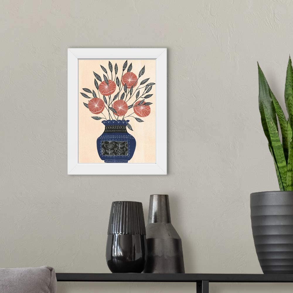 White Framed Floral Art Print - Elegant Vase of Flowers Wall Decor | Perfect for Living Room, Bedroom & Office Aesthetic