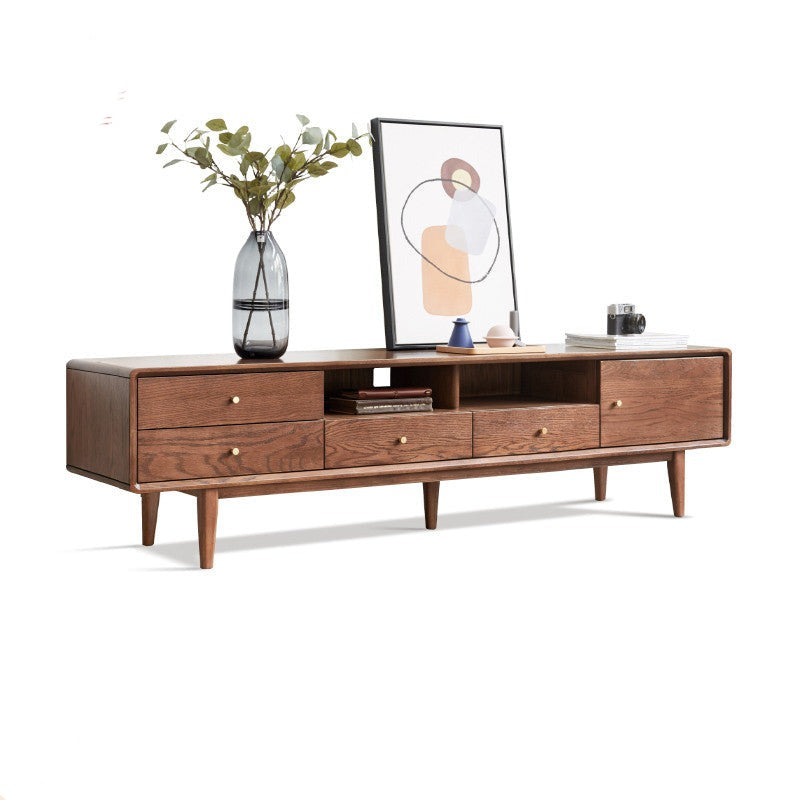 Stylish Oak Solid Wood Modern TV Stand - Nordic Design for Living Room & Entertainment Center | Perfect for 55-75 Inch TVs