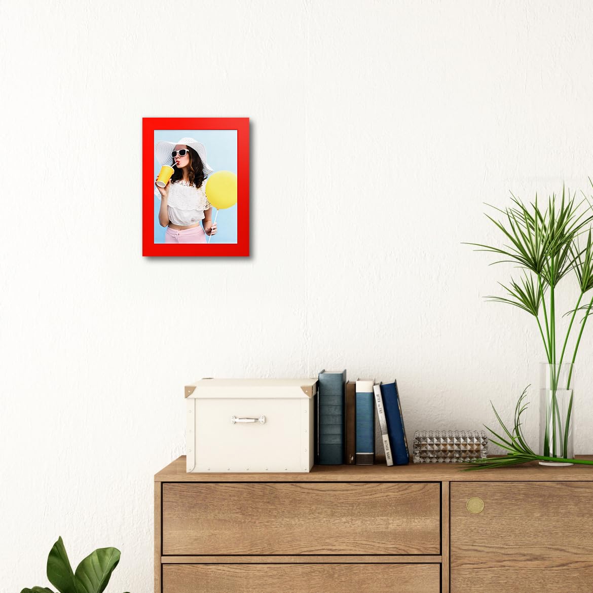 Wyooxoo 4x6 Picture Frames Set of 4 - Solid Wood Red Photo Frames with HD Plexiglass for Tabletop or Wall Display | Perfect for Home Decor, Office, Wedding Photos & Family Portraits
