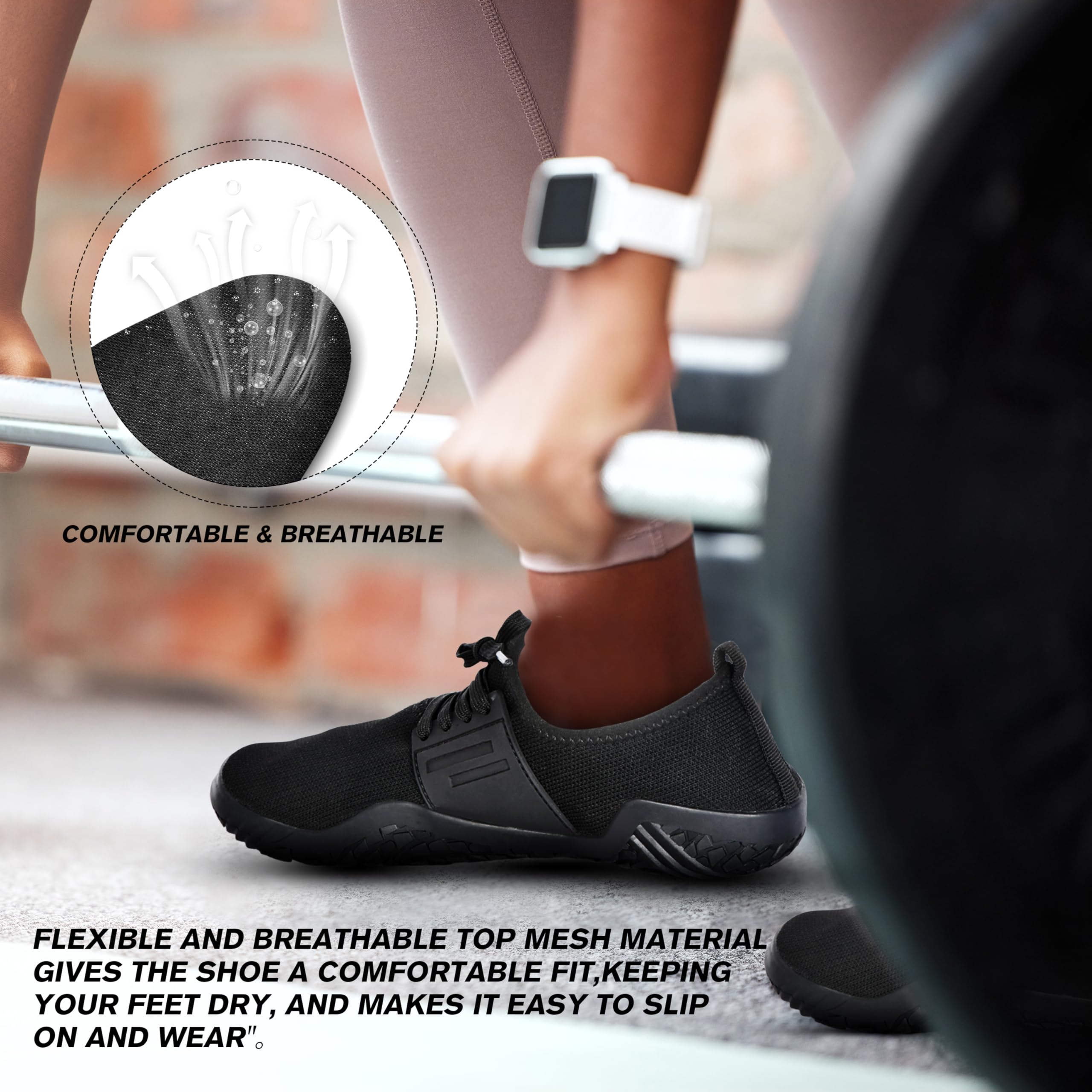 Barefoot Weightlifting Shoes for Men & Women - Minimalist Deadlift & Workout Shoes for CrossFit, Squatting & Boxing | Non-Slip Flat Sneakers for Gym Training & Fitness