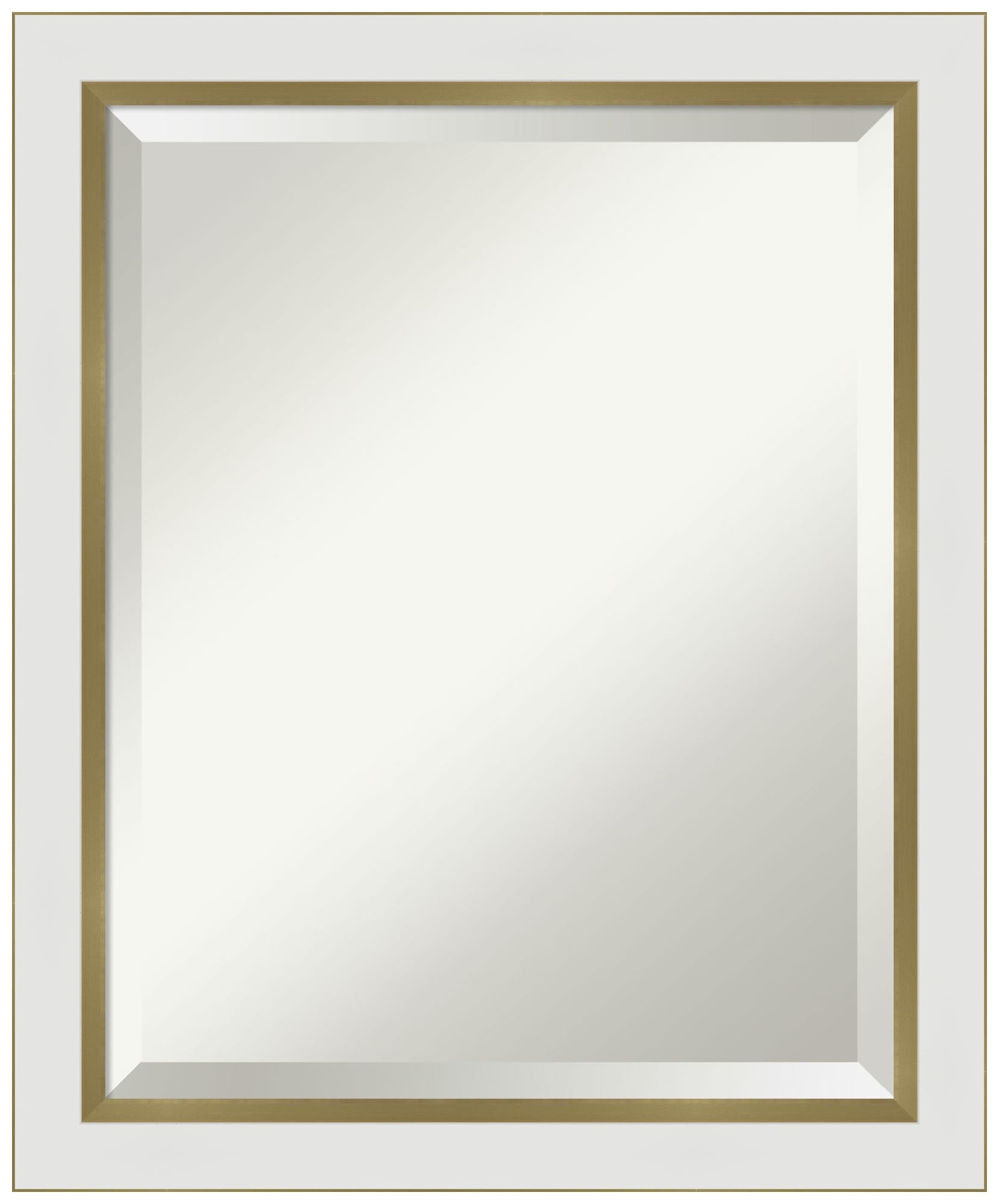 Amanti Art 23x19 Inch White Gold Rectangle Wall Mirror - Modern Contemporary Bathroom & Living Room Decor - Horizontal or Vertical Hanging - Small Framed Mirror for Home, Bedroom, and Entryway
