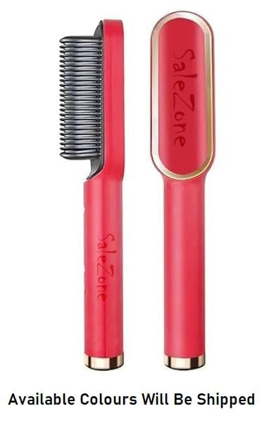 SaleZone® 3-in-1 Hair Straightener Brush with Comb - Electric Styler Iron for Women with 5 Adjustable Temperature Settings & 20-Second Fast Heating (Multicolor) - Perfect for Home Use, Travel, and Salon-Quality Styling