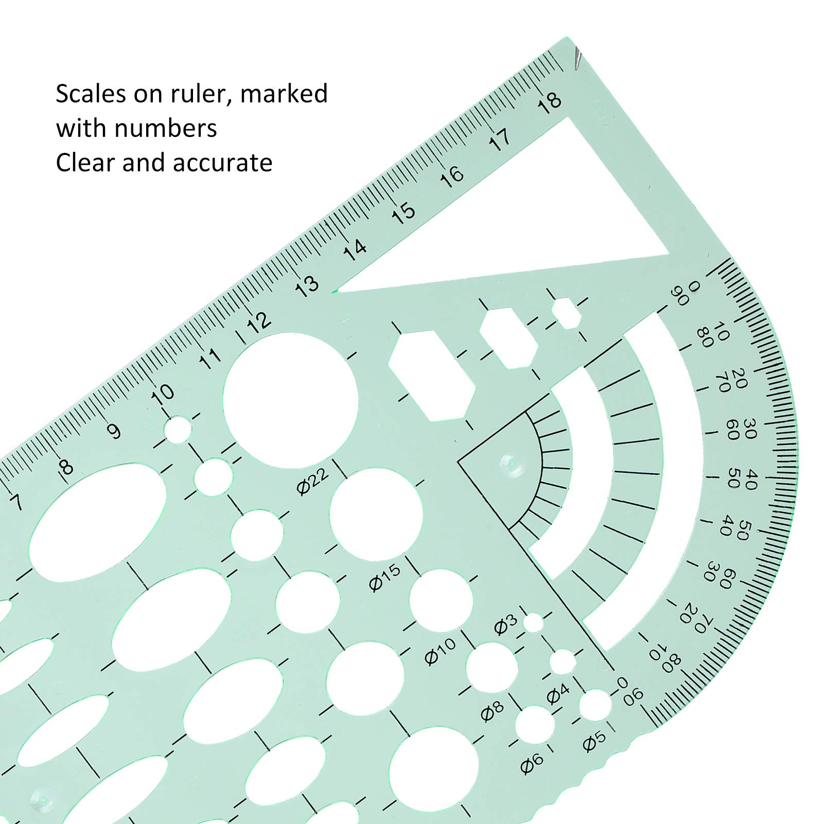 12-Piece Multifunctional Geometric Drawing Template Set - Drafting Ruler, Measuring Stencil & Design Tool for Architects, Engineers, Students | Perfect for School Projects, Office Work & DIY Crafts