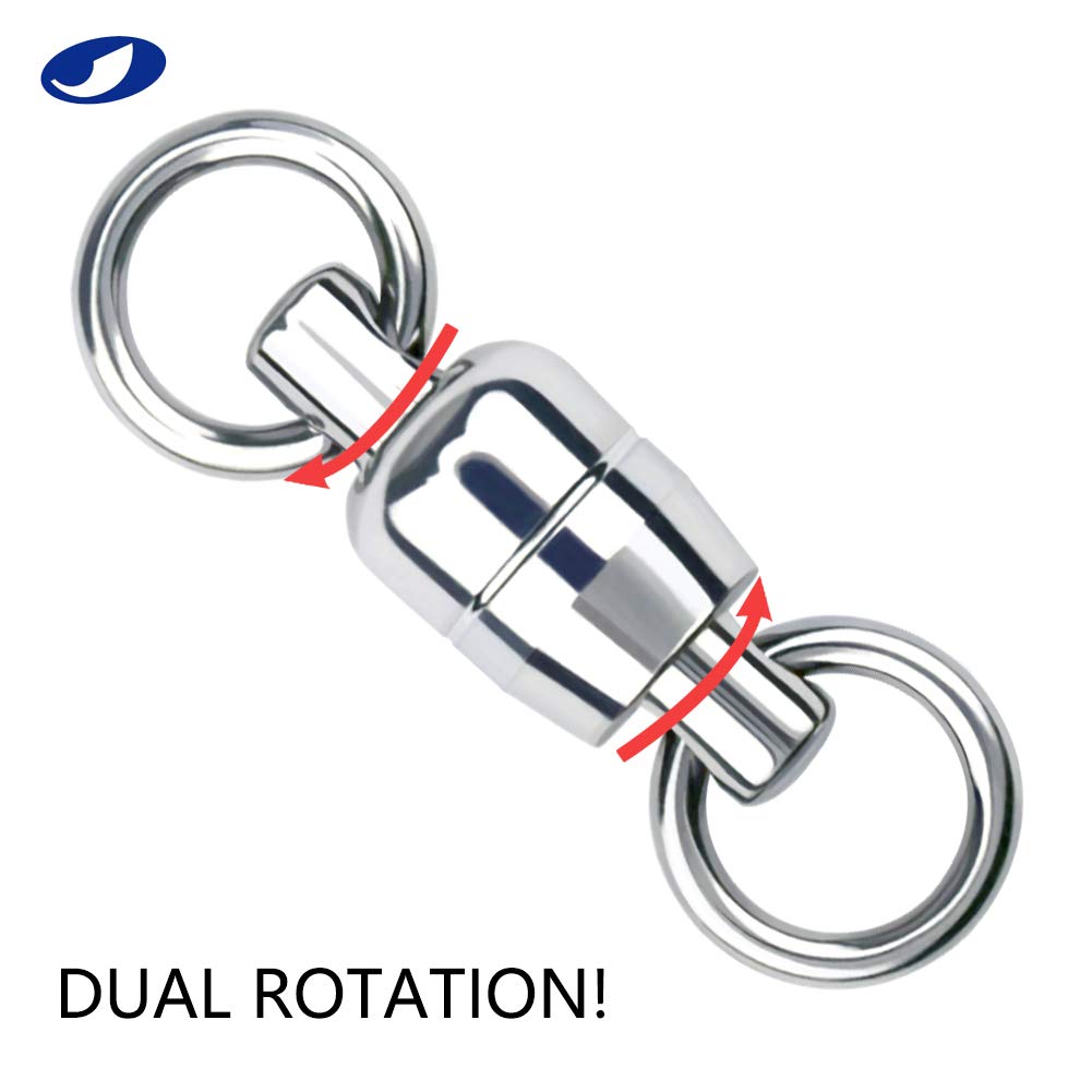 OCEAN CAT 10-Pack Fishing Ball Bearing Swivels - Copper & Stainless Steel Welding Rings with Dual Spinning Design - High Strength Saltwater Fishing Tackle Connectors for Quick Lure Line Changes - Perfect for Deep Sea, Surf, and Boat Fishing