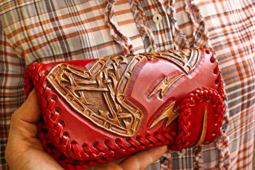 Handcrafted 3D Genuine Leather Wallet for Men - Biker Style Long Wallet with Thor Hammer Design - Custom Personalized Engraved Leather Carving - Perfect for Motorcycle Enthusiasts & Gift Giving