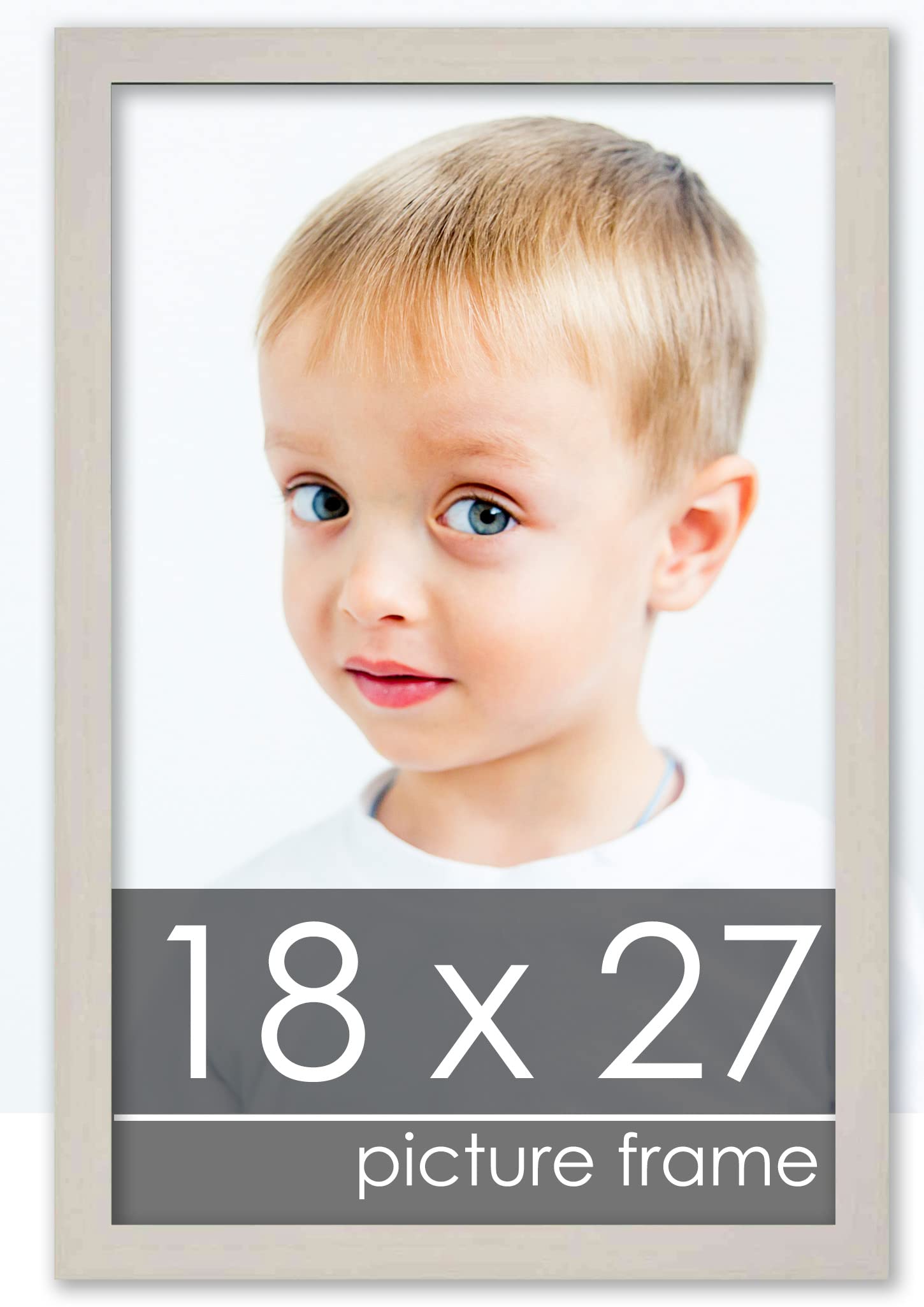18x27 Traditional White Washed Wood Picture Frame with UV Acrylic - Includes Foam Board Backing & Hanging Hardware - Perfect for Posters, Art Prints, and Home Decor Display