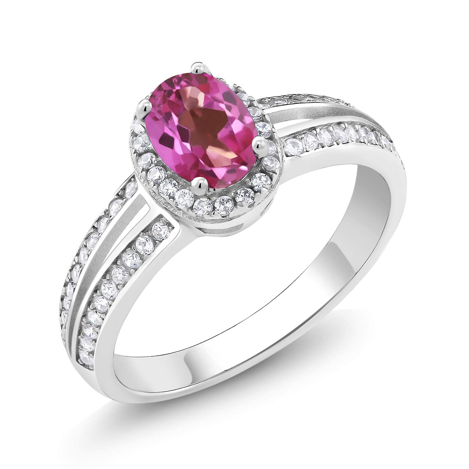 1.10 Ct Oval Pink Mystic Topaz Ring in 925 Sterling Silver - Elegant Gemstone Jewelry for Women, Perfect for Engagement, Anniversary & Special Occasions