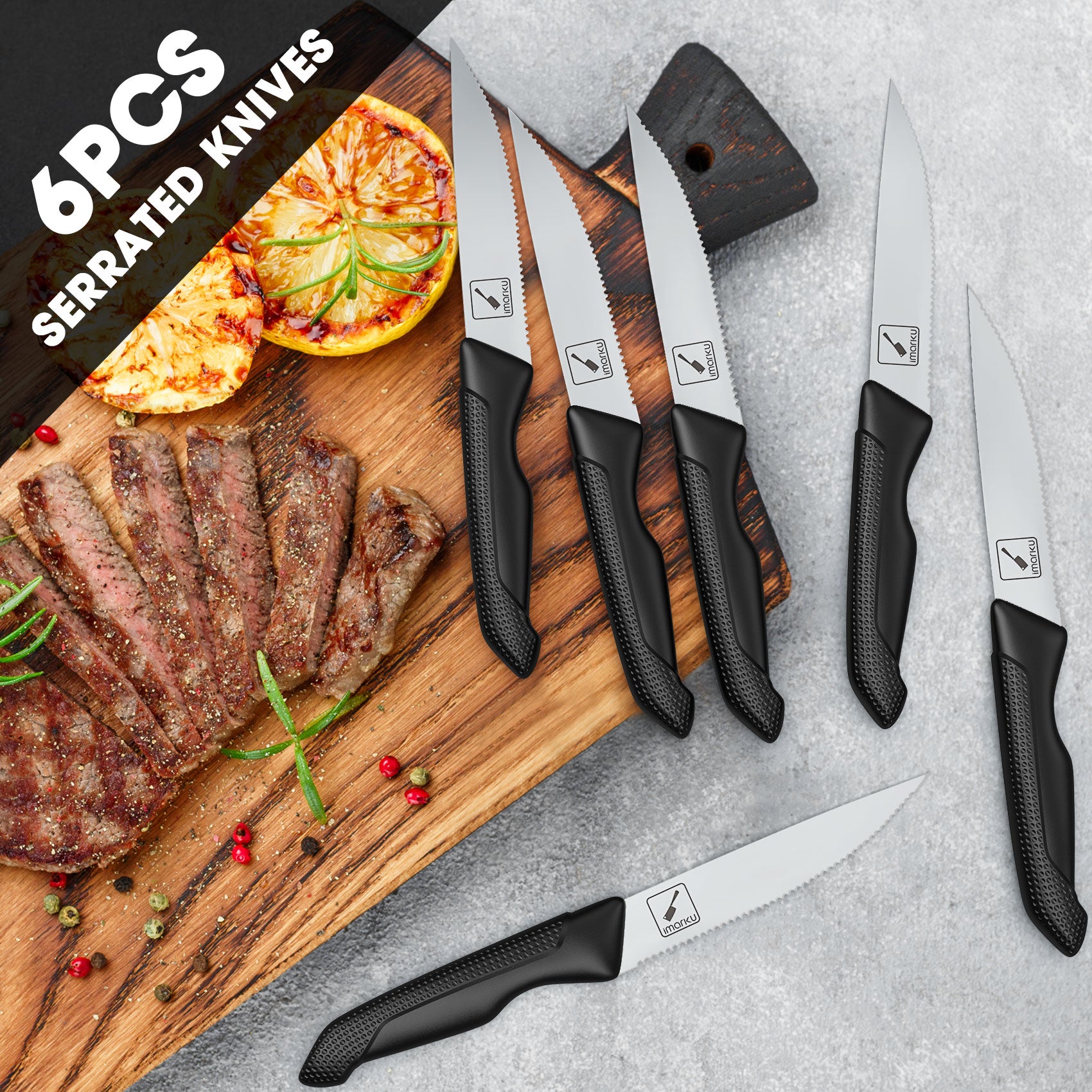 Premium 6-Piece Stainless Steel Knife Set with Ergonomic PP Handles - Sharp Kitchen Knives for Slicing, Dicing, and Chopping - Perfect for Home Chefs and Cooking Enthusiasts