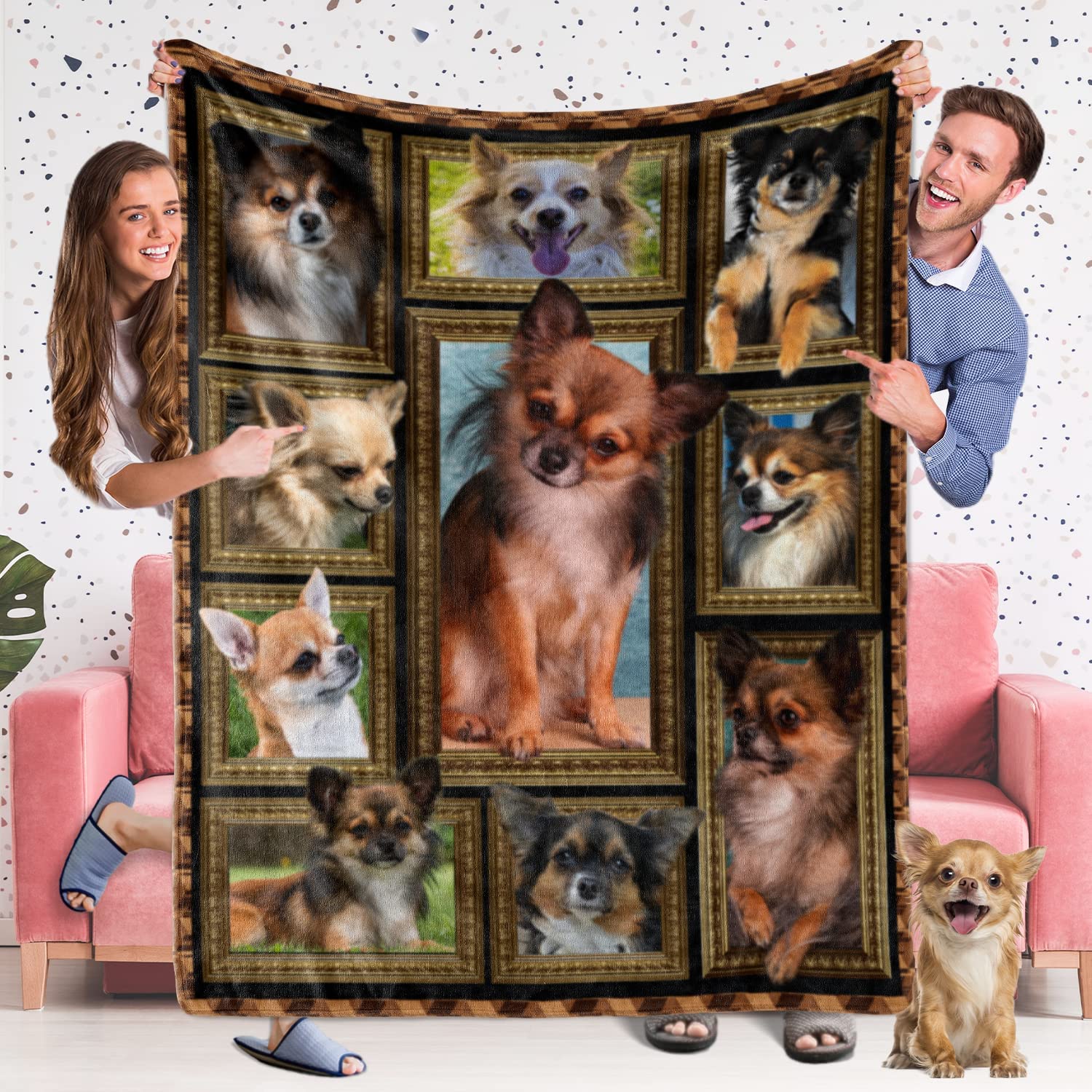 Soft Fleece Chihuahua Blanket for Dogs - Cozy Plush Throw for Couch, Bed & Sofa - Lightweight Fuzzy Blanket 60x80 Inches Twin Size - Perfect Gift for Dog Lovers & Pet Owners