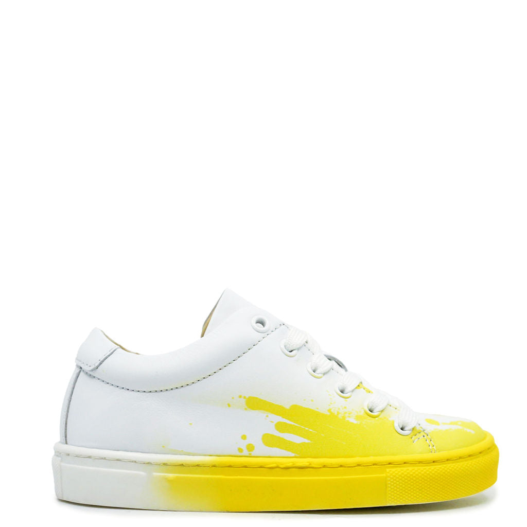 Blublonc Yellow Paint Splatter Sneakers - Trendy Artistic Casual Shoes for Men & Women | Perfect for Streetwear, Urban Fashion & Creative Outfits