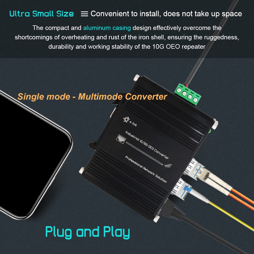 10G SFP+ to SFP+ Fiber Media Converter | 10G OEO Repeater | Gigabit Ethernet Converter | 10/100/1000Base-T RJ45 | Industrial Grade Fiber Extender | Ideal for Data Centers, Enterprise Networks & Industrial Applications