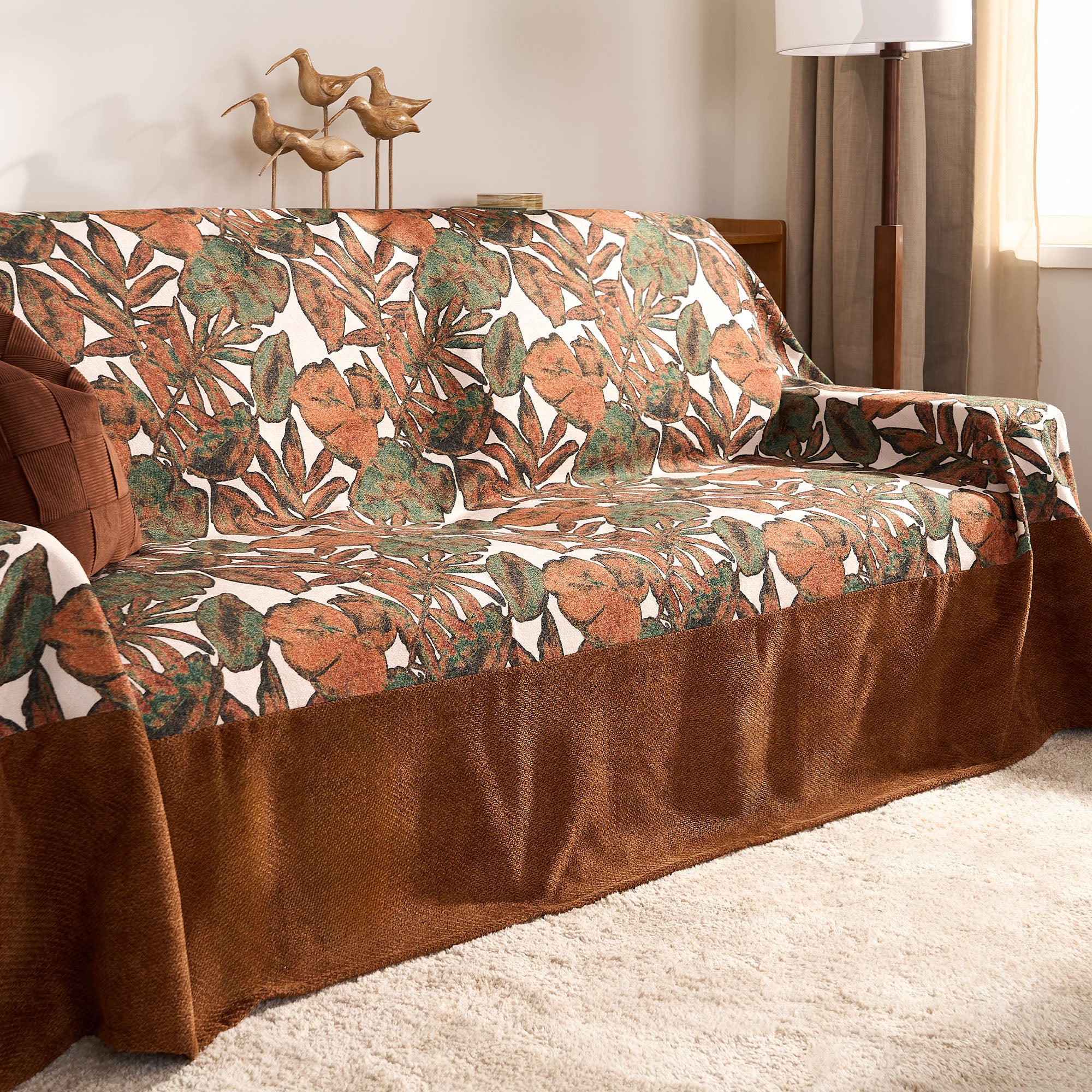 Autumn Leaves Print Sofa Cover - Soft Stretchable Couch Slipcover for Fall Decor, Home Living Room Protection | Perfect for Seasonal Home Styling & Furniture Protection