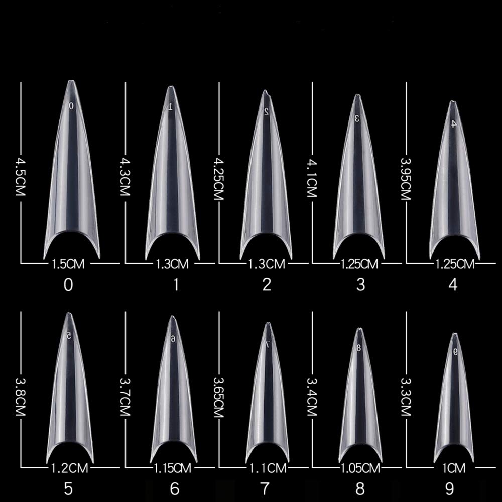YIMART 500pcs Acrylic Medium Long Stiletto Nail Tips - Easy Coffin Nails, Sharp False Nail Art Tips for Professional Salon & DIY Manicure at Home (Clear Bag Packaging) - Perfect for Parties, Weddings & Special Occasions
