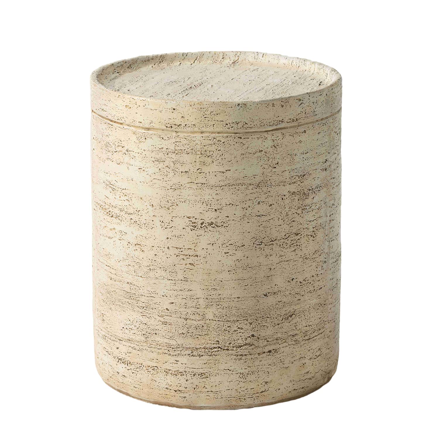 SUNBURY Outdoor Side Table for Patio - Modern Round Concrete Accent End Table, Stone Coffee Table, Milky Cement Side Table - Perfect for Garden, Balcony, and Poolside Decor