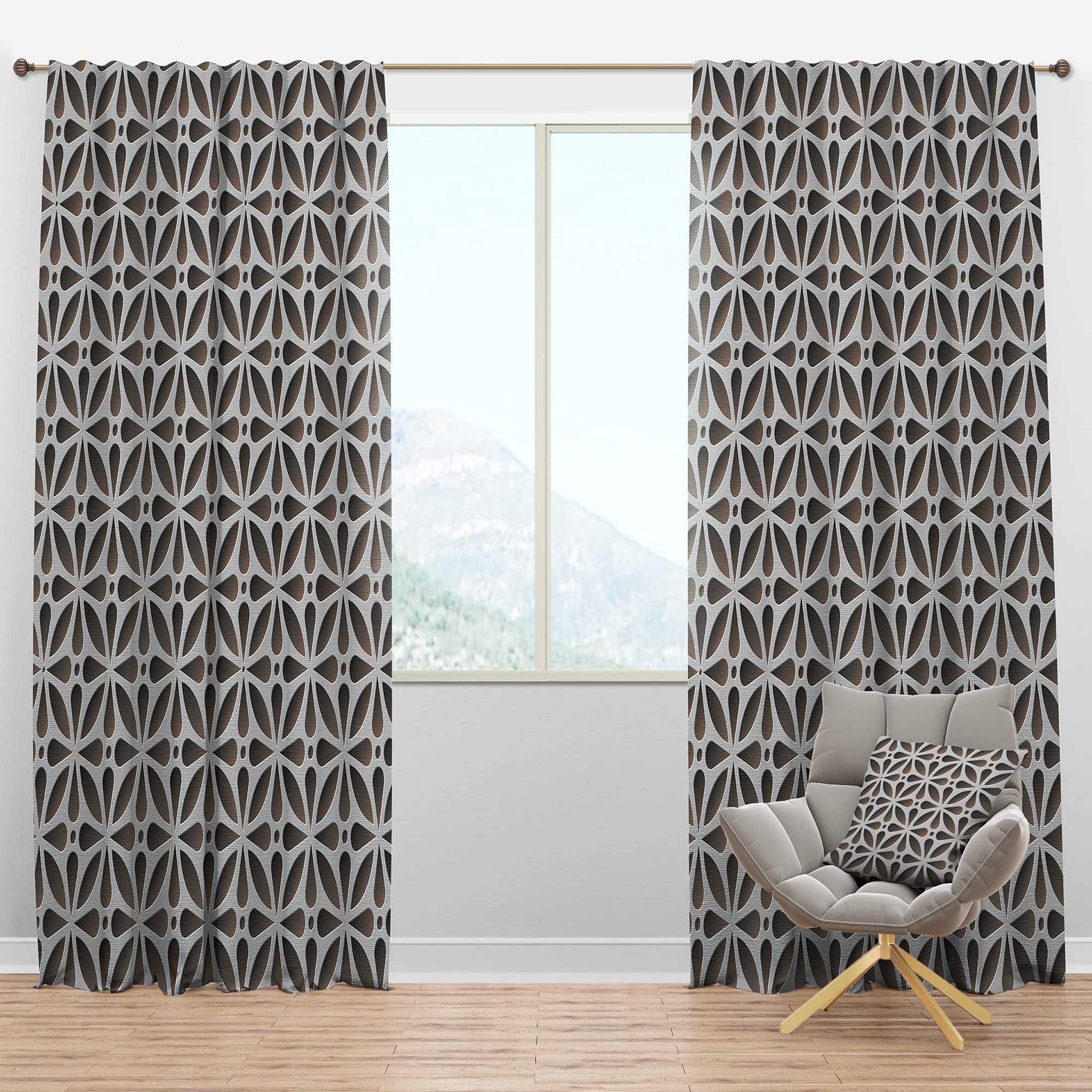 DesignQ Blackout Curtains - Grey Abstract Pattern Thermal Insulated Window Drapes for Bedroom & Living Room (52x95, Single Panel) - Perfect for Light Blocking, Privacy & Energy Efficiency