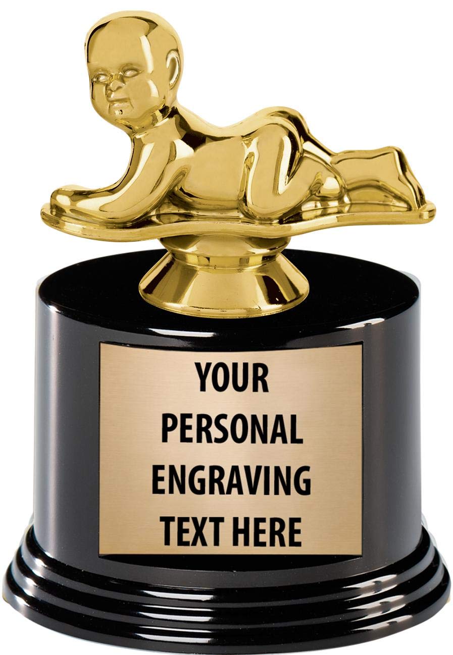 Custom Engraved Prone Baby Trophies - 7.25 Inch Personalized Baby Award on Deluxe Round Base | Perfect for Newborn Milestones, Baby Showers & Parenting Awards