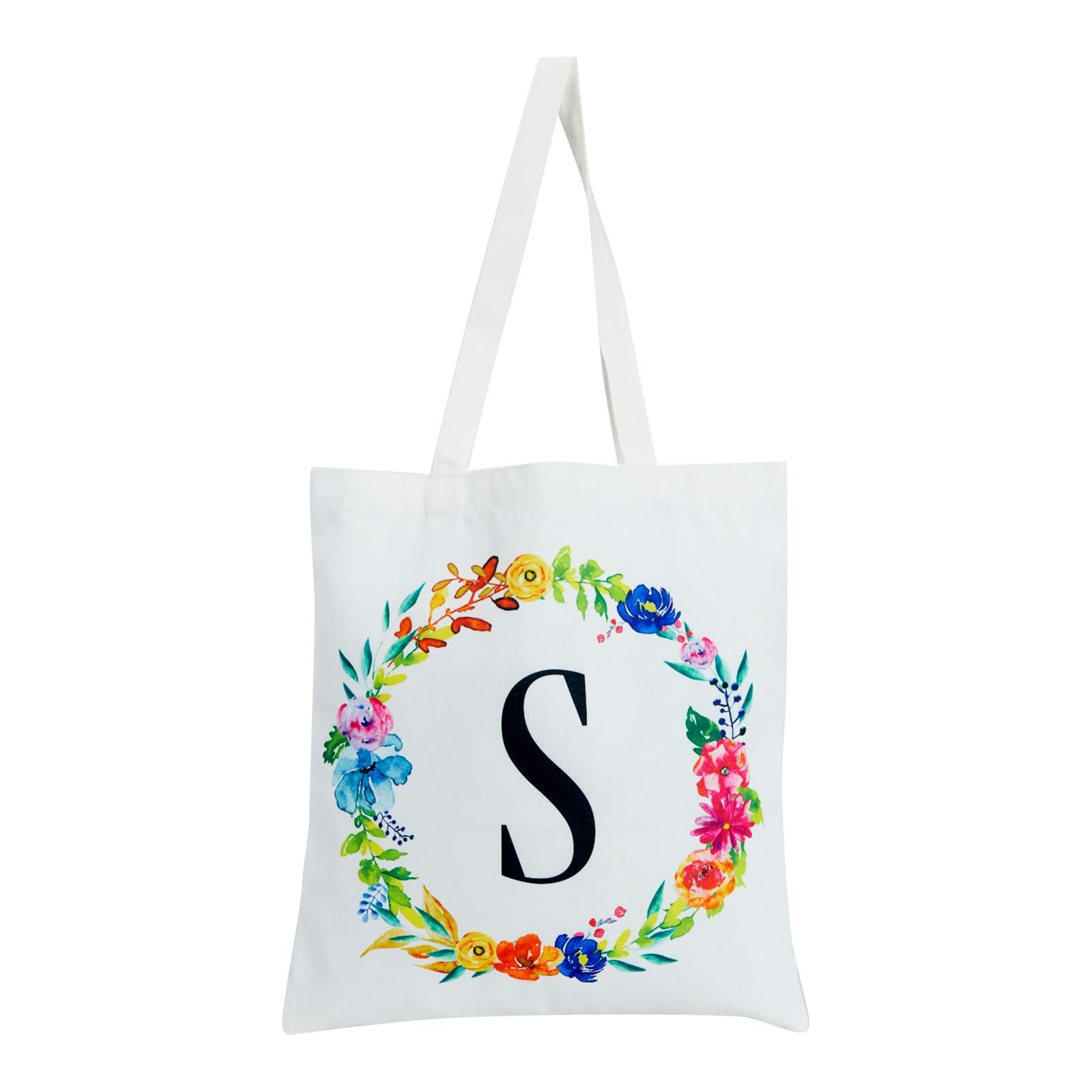 Personalized Monogram Letter Floral Tote Bags for Women - Set of 2 Reusable 29