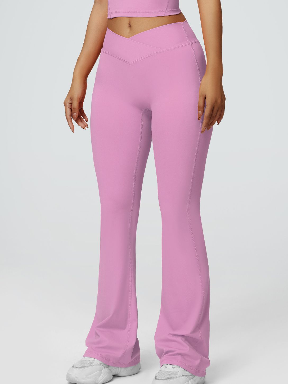 ZASUWA Women's V-Shaped Waist Solid Color Flare Leggings - High Waist Yoga Pants for Workout, Running & Casual Wear