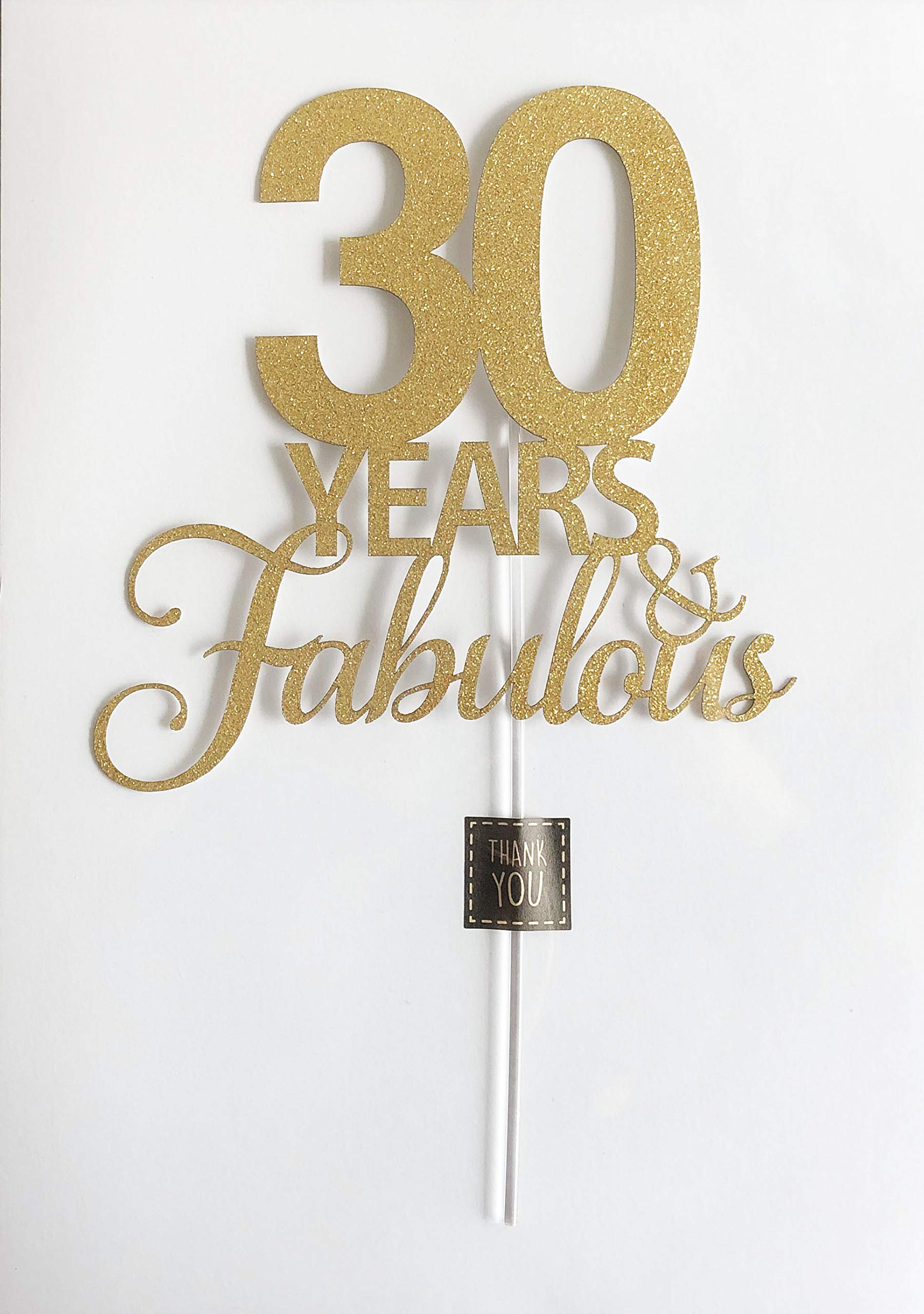 30th Birthday Cake Topper - Elegant Gold Glitter Anniversary Cake Decor for 30 Years Celebration - Perfect for Milestone Birthdays & Anniversaries