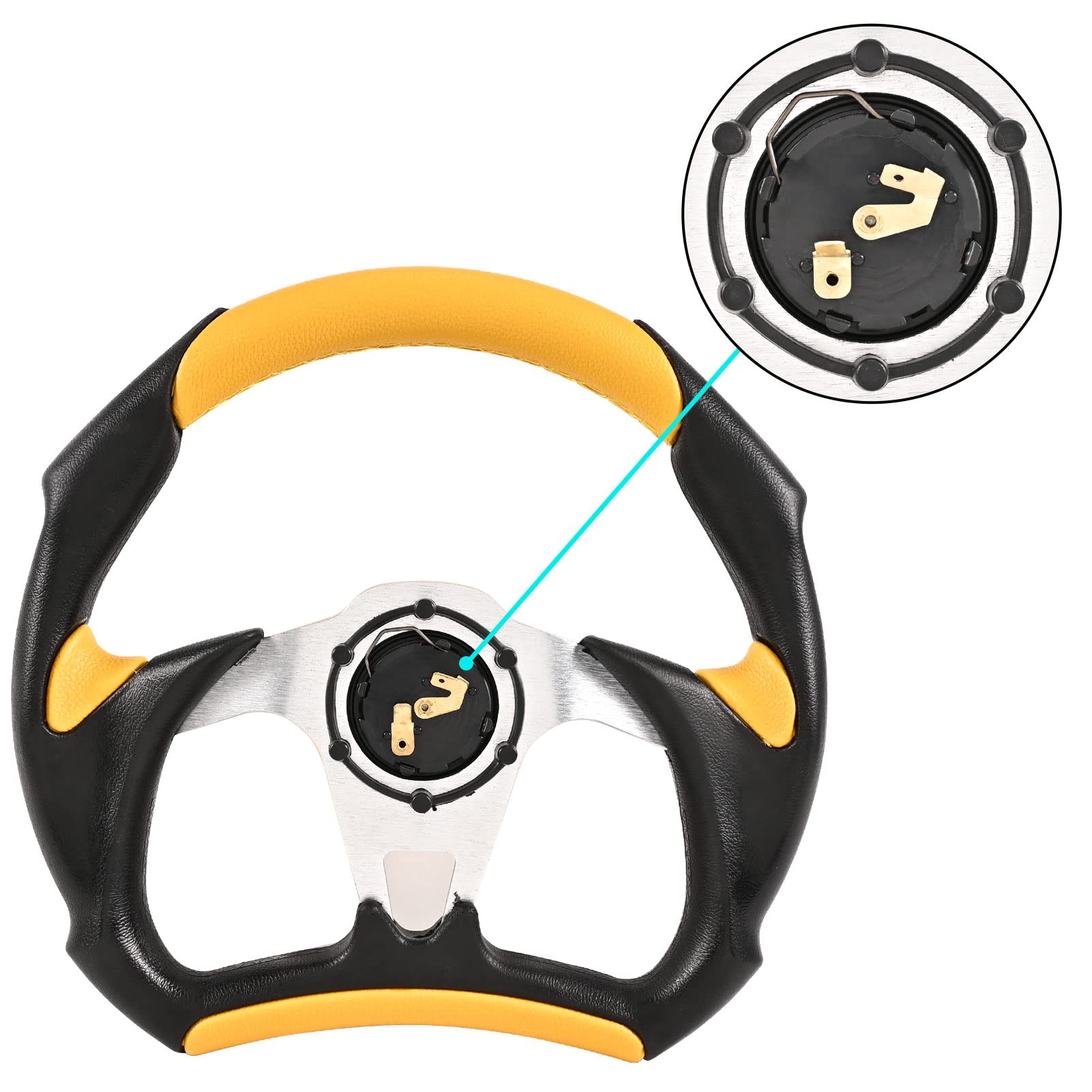 12.5 Inch Yellow Steering Wheel Upgrade for Club Car Golf Cart & Go Kart - Steering Wheel Adapter Not Included | Perfect for Golf Cart Customization & Off-Road Go Kart Racing