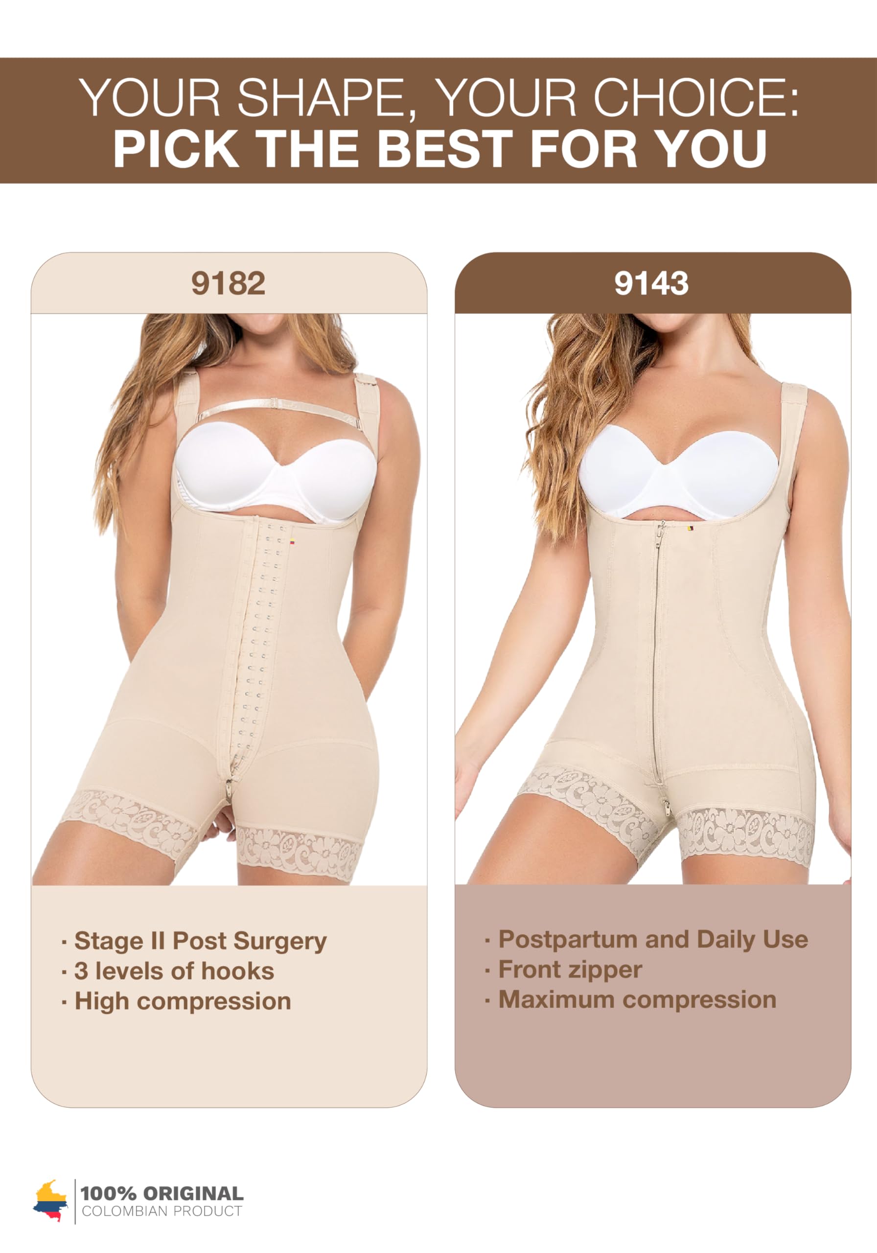 MARIAE STAGE 2 Post-Surgery Compression Garment - Tummy Tuck & Lipo Faja - Colombian Shapewear for Waist Training & Body Shaping - Perfect for Postpartum Recovery & Weight Loss