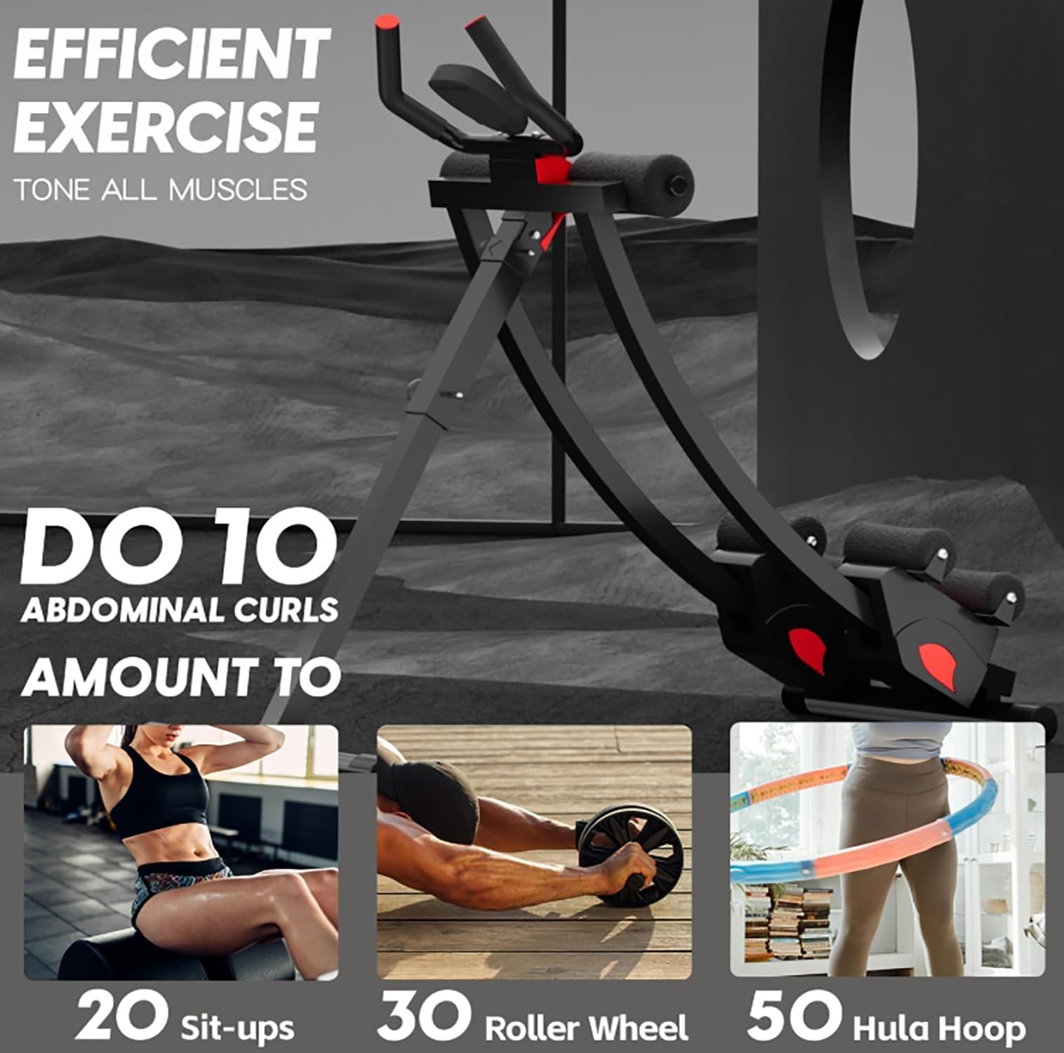 Adjustable Abdominal Trainer Machine - Core Strength Workout Equipment for Home & Gym | Foldable Ab Cruncher for Men & Women | Perfect for Home Fitness, Office Exercise & Full-Body Training