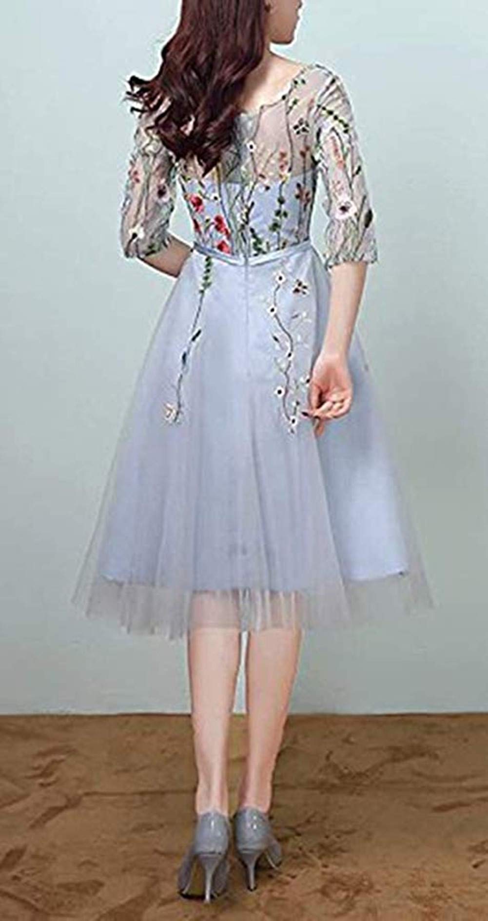 Floral Embroidered Short Prom Dress for Women - Elegant Mesh Party Cocktail Dress for Homecoming, Night Out & Special Occasions