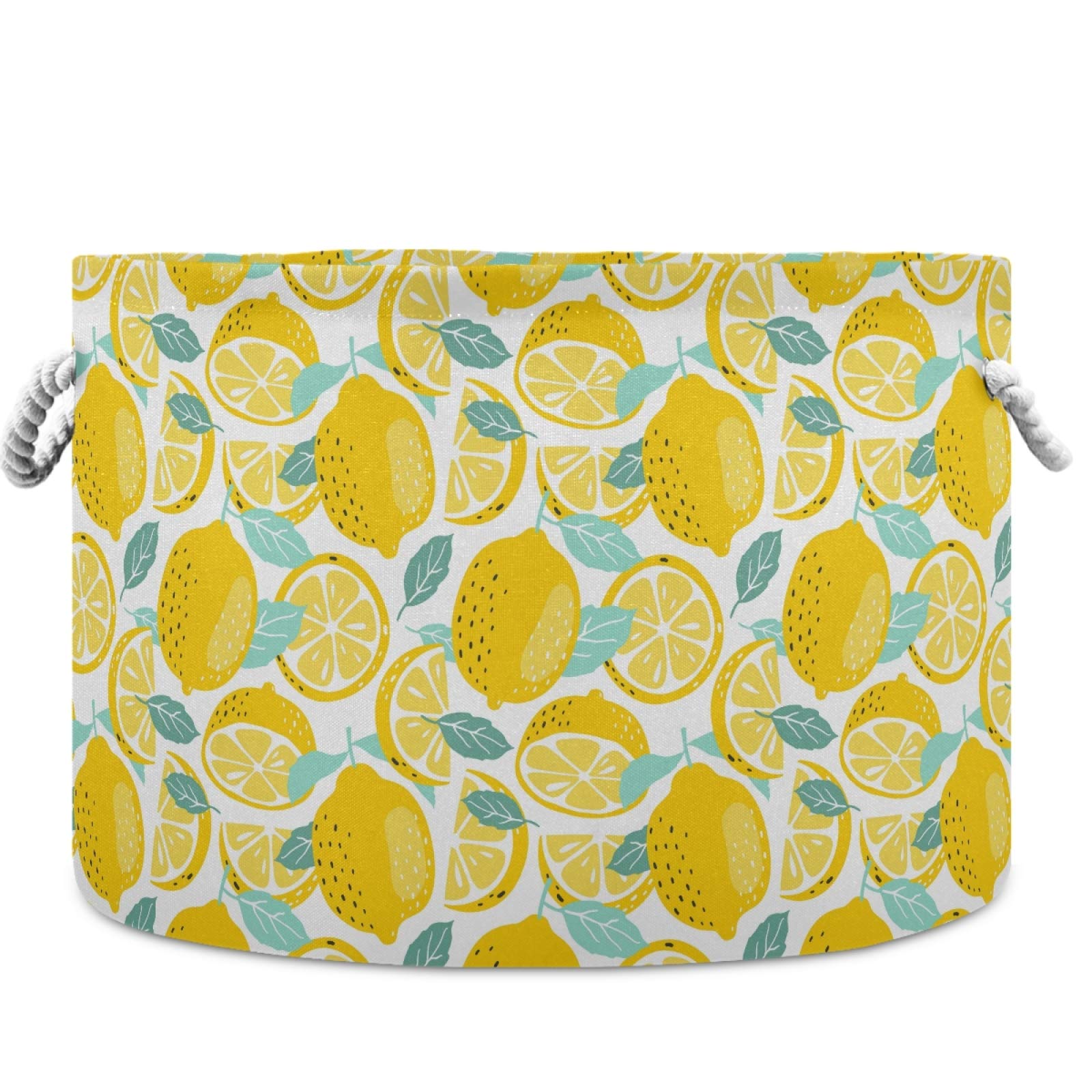 Visesunny Fresh Lemon Yellow Collapsible Fabric Laundry Basket - Foldable Storage Bin for Clothes, Toys & Organizing - Perfect for Bathroom, Bedroom, Nursery, Closet & Office - Space-Saving Home Organization Solution