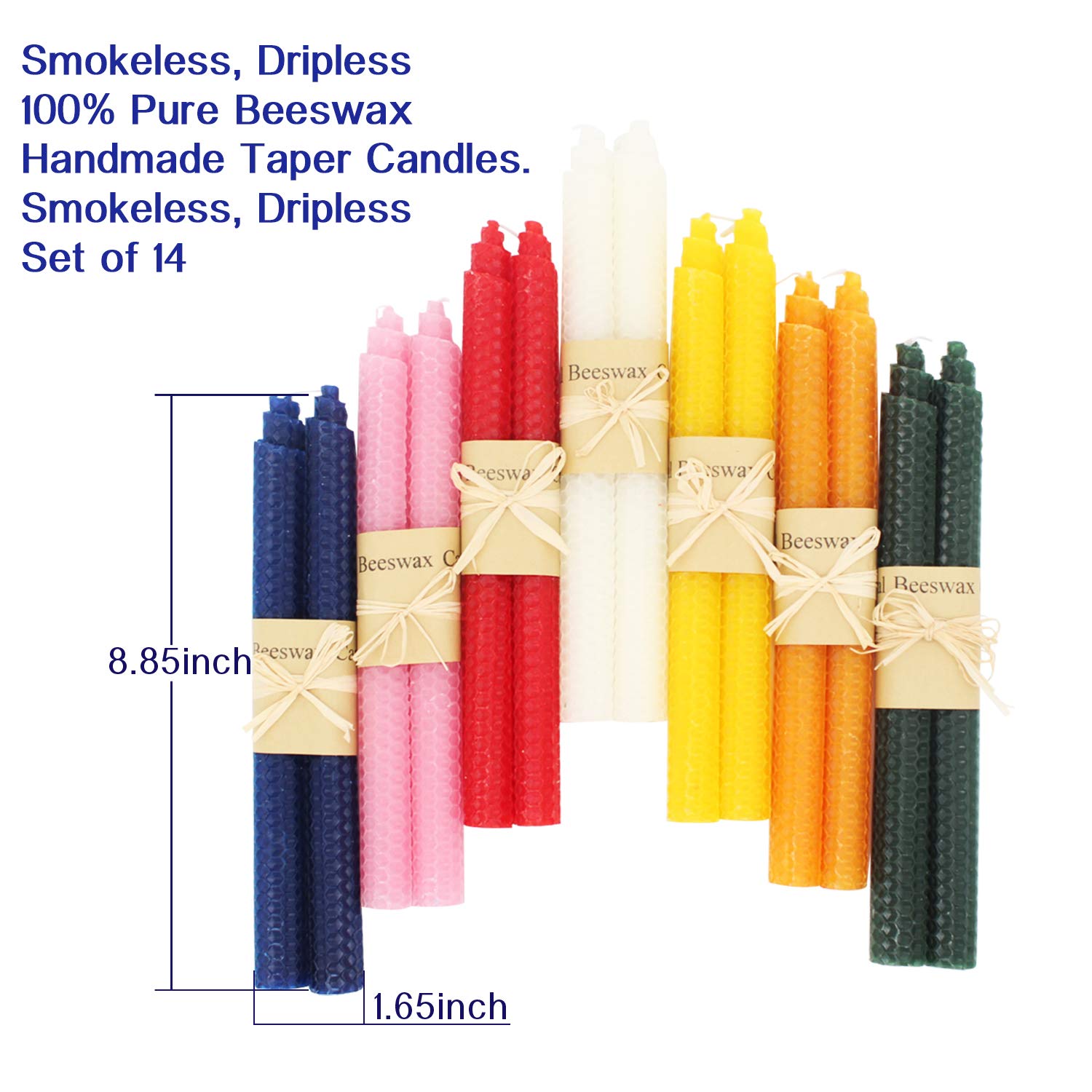 14 Beeswax Taper Candles - 9