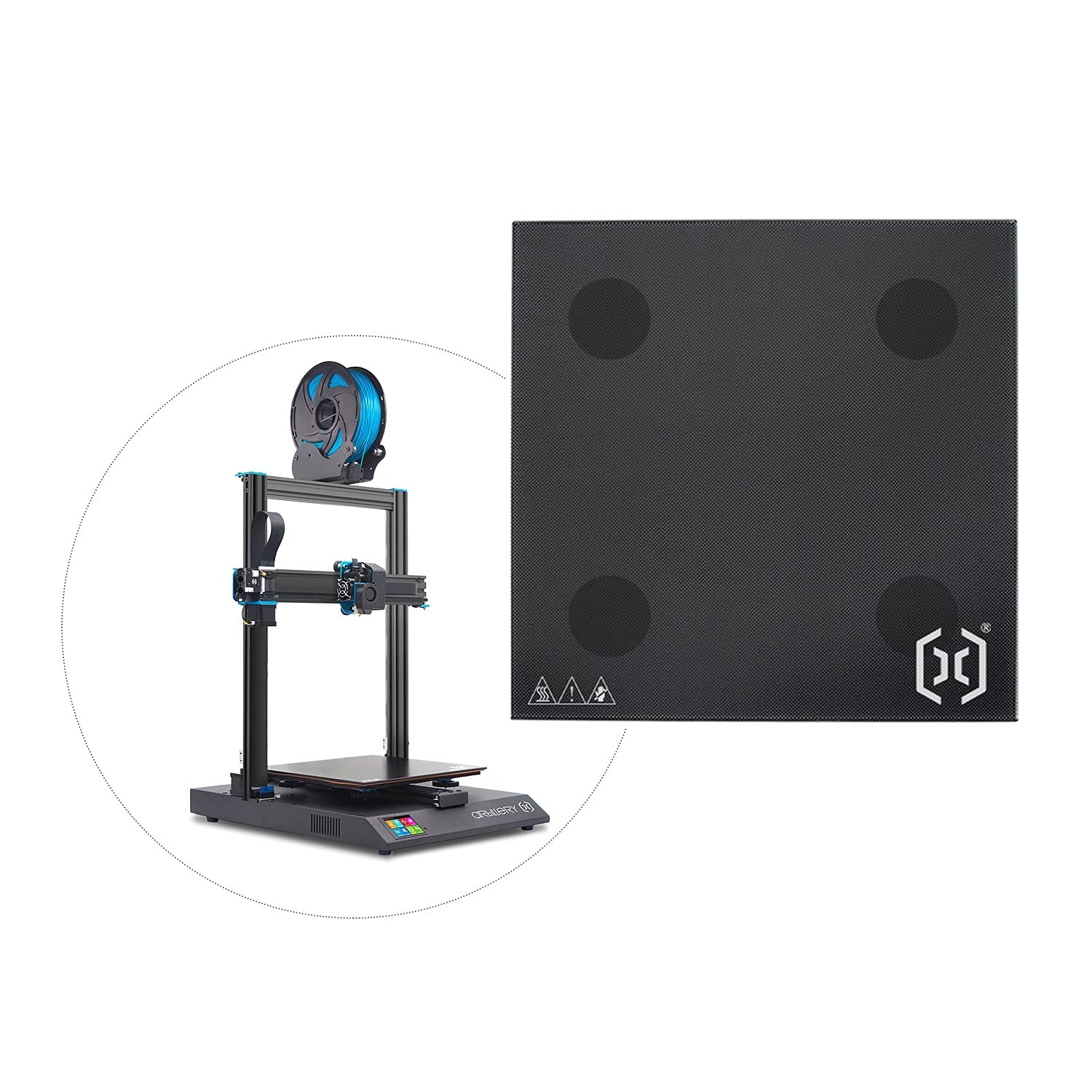 Aibesy 310x310mm 3D Printer Glass Bed Platform - Carbon Silicon Crystal Glass Build Surface for Sidewinder X1 | Perfect for High-Temperature Printing & Smooth First Layer Adhesion