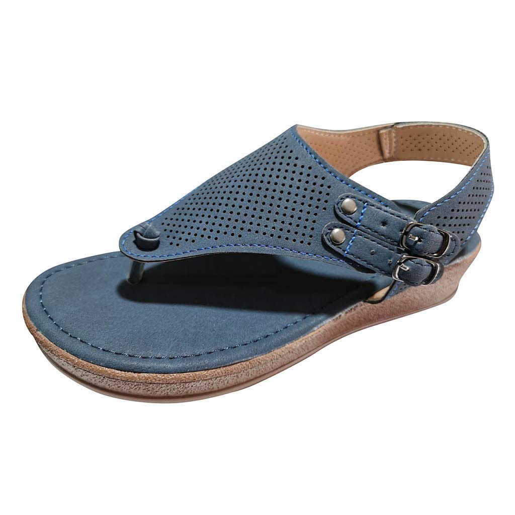 Women's Casual Wedge Sandals with Ankle Straps - Comfortable Slide Sandals for Summer, Beach, Walking & Outdoor Activities