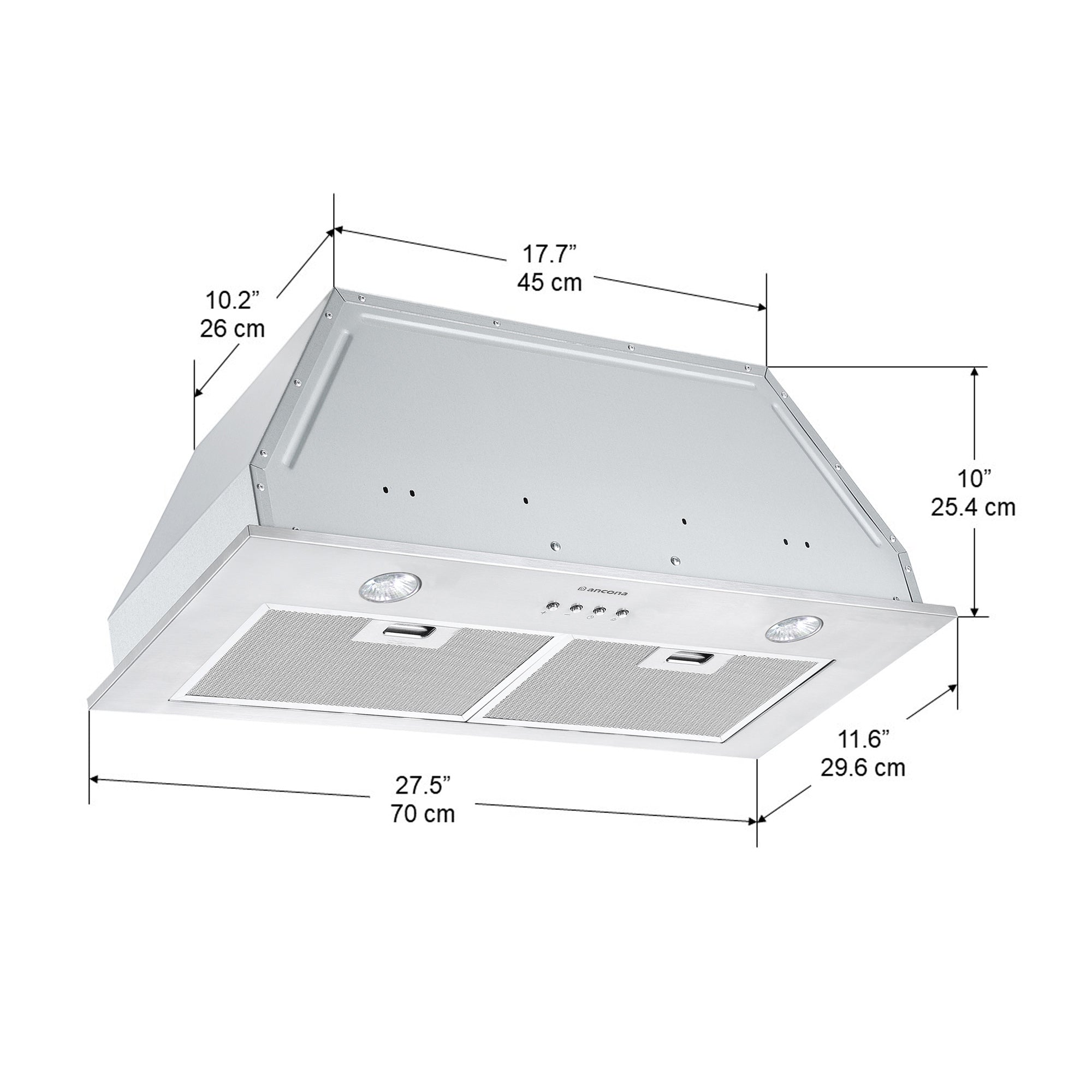 Built In B428 28-Inch Stainless Steel Range Hood - Powerful 400 CFM Kitchen Ventilation with LED Lights - Perfect for Modern Home Cooking & Smoke Removal