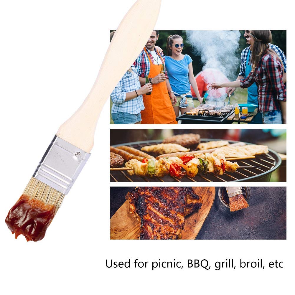 5-Piece Premium Pastry Brushes Set - Natural Boar Bristle & Wood Handle Basting Brushes for BBQ, Grilling, Baking - Ideal for Basting Meats, Glazing Pastries, and Applying Sauces in Professional & Home Kitchens