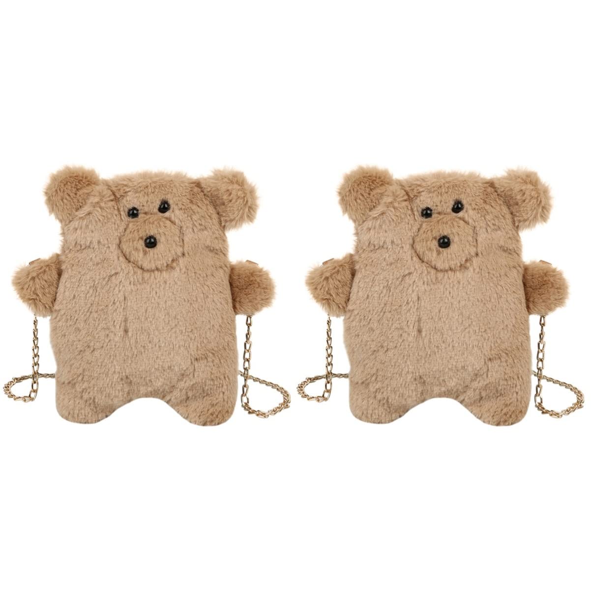 VALICLUD 2 Pack Cute Bear Plush Crossbody Bag for Women & Girls - Soft Fluffy Cartoon Shoulder Purse, Furry Mini Wallet for Kids - Perfect for School, Travel, and Daily Use