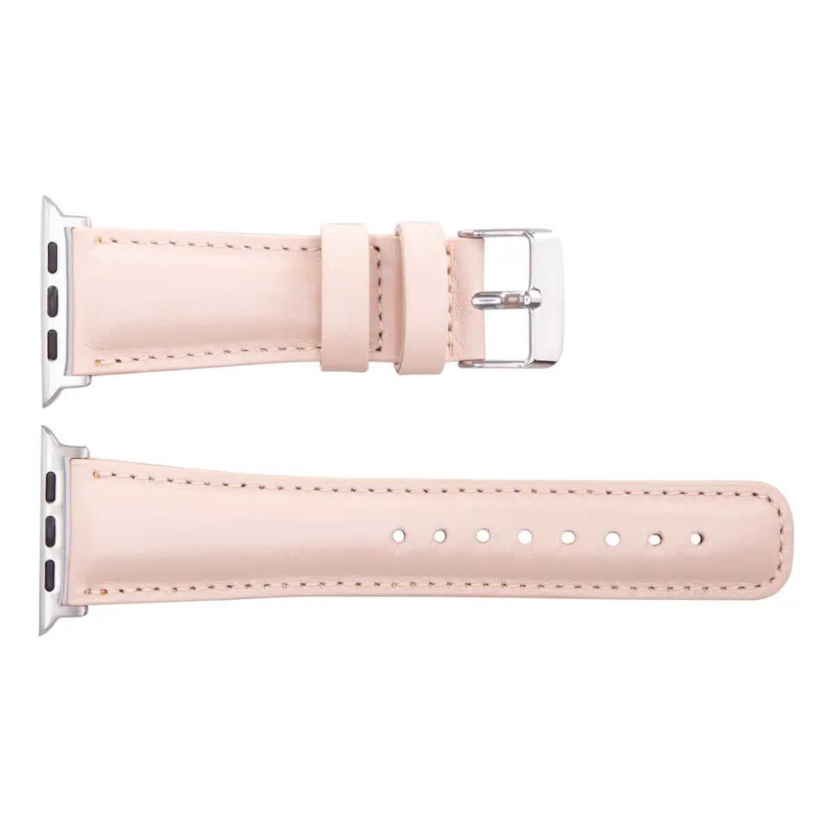 Soft Nude Pink Genuine Leather Apple Watch Band - Stylish & Comfortable for Women, Compatible with All Apple Watch Series - Perfect for Workouts, Office & Everyday Wear