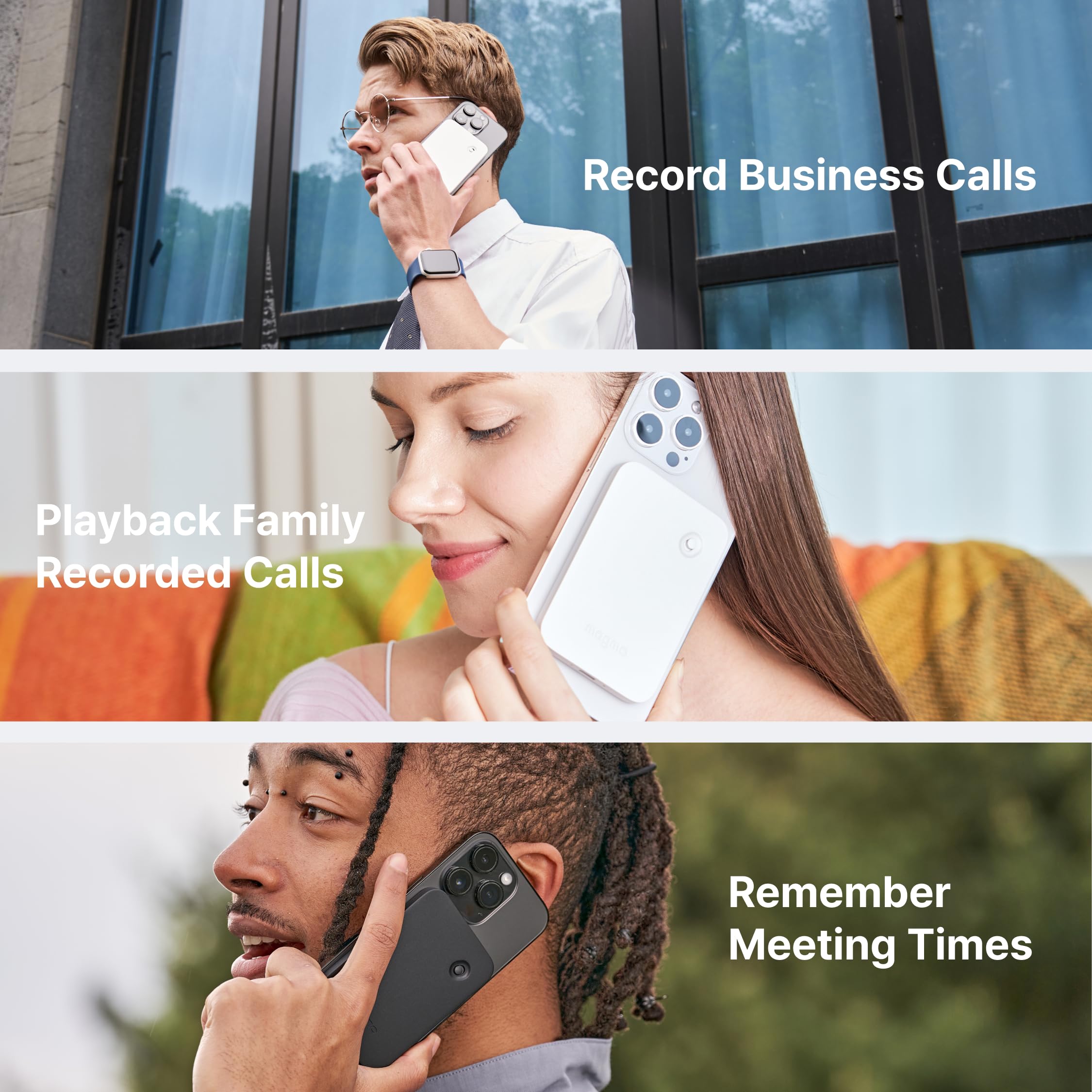 Magmo PRO Magnetic Snap-On Call Recorder for iPhone - Voice & Audio Recording Device with Clear Sound Quality (Starlight) | Perfect for Business Calls, Interviews, and Legal Recordings