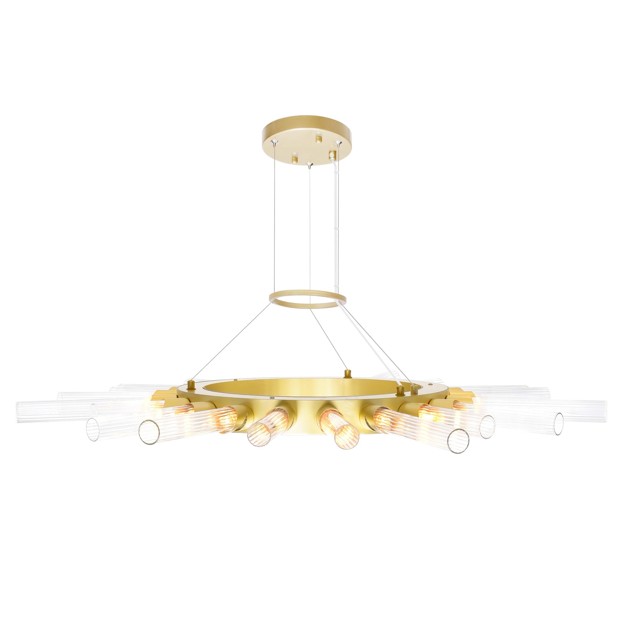 CWI Lighting 21-Light Modern Metal Chandelier in Satin Gold - Elegant Dining Room Ceiling Light Fixture for Home Decor